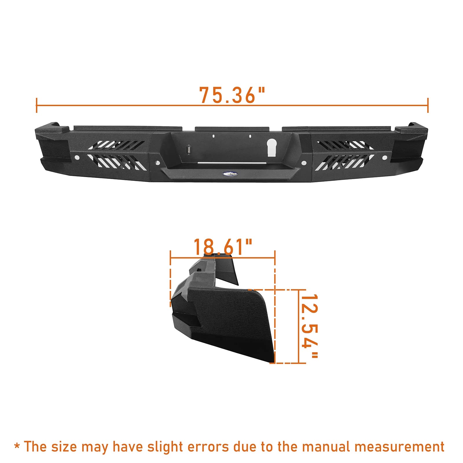 Hooke Road Heavy Duty Steel Rear Bumper with LED Lights for 2019-2024 Dodge Ram 2500 | Off-Road Truck Bumper for Enhanced Protection & Style | Perfect for Trail Riding, Towing & Off-Road Adventures