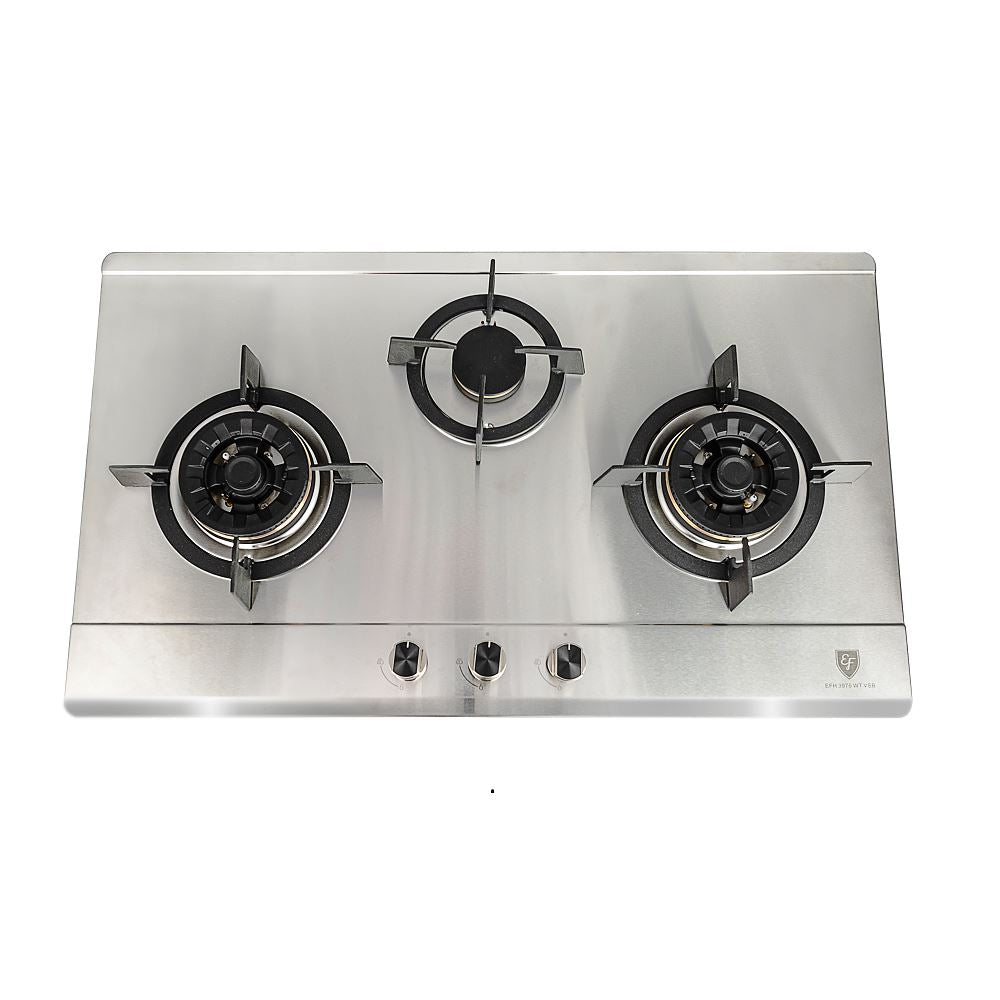 EF EFH 3976WT VSB 86cm Built-in Stainless Steel Gas Hob - 4 Burner Cooktop for Modern Kitchens, Professional Cooking & Home Use
