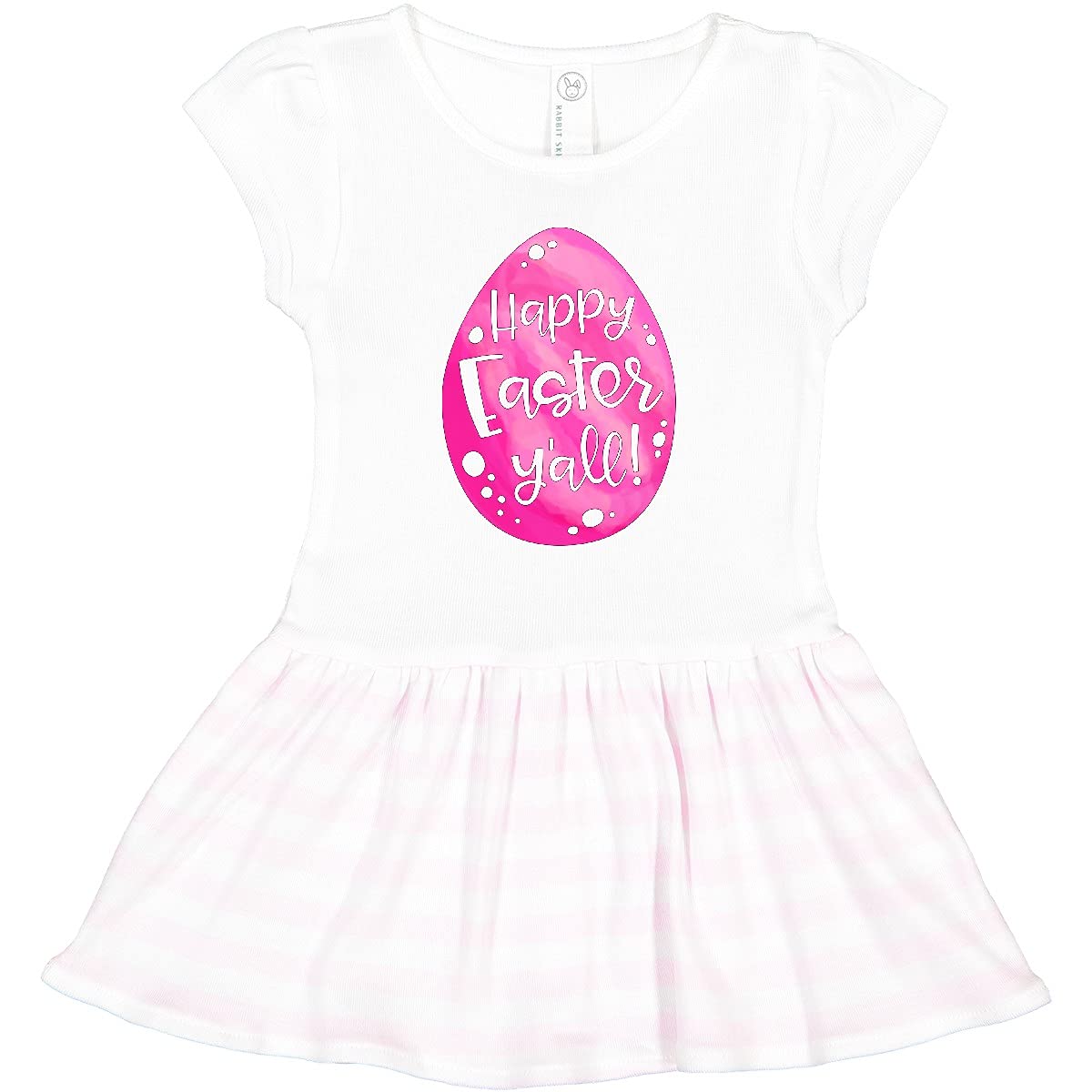 Inktastic Happy Easter Y'all Pink Easter Egg Toddler Dress - Cute Spring Outfit for Girls, Easter Sunday Church, Egg Hunt & Family Photos