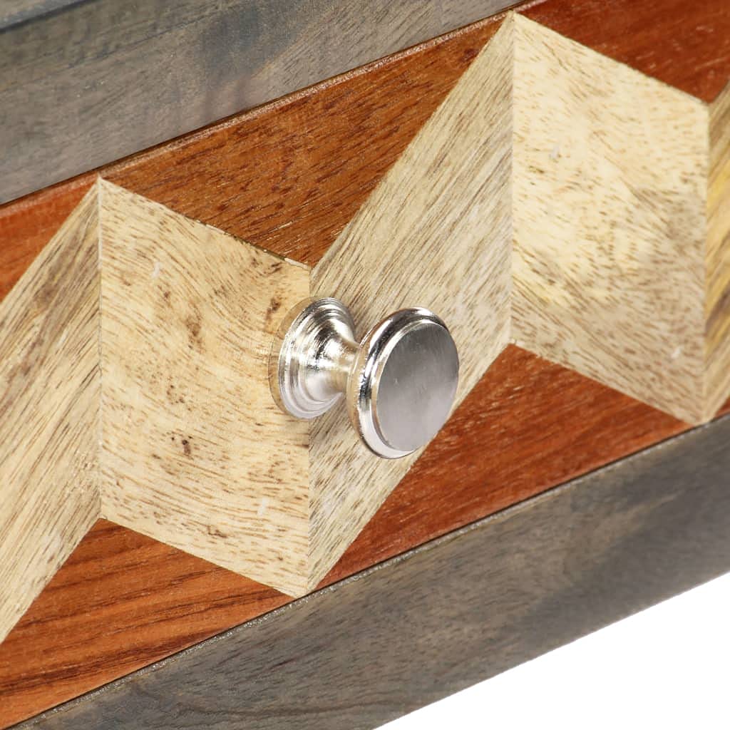 Modern Console Table with 2 Diamond-Pattern Drawers & Shelf - Solid Mango Wood Sofa Table (33.9