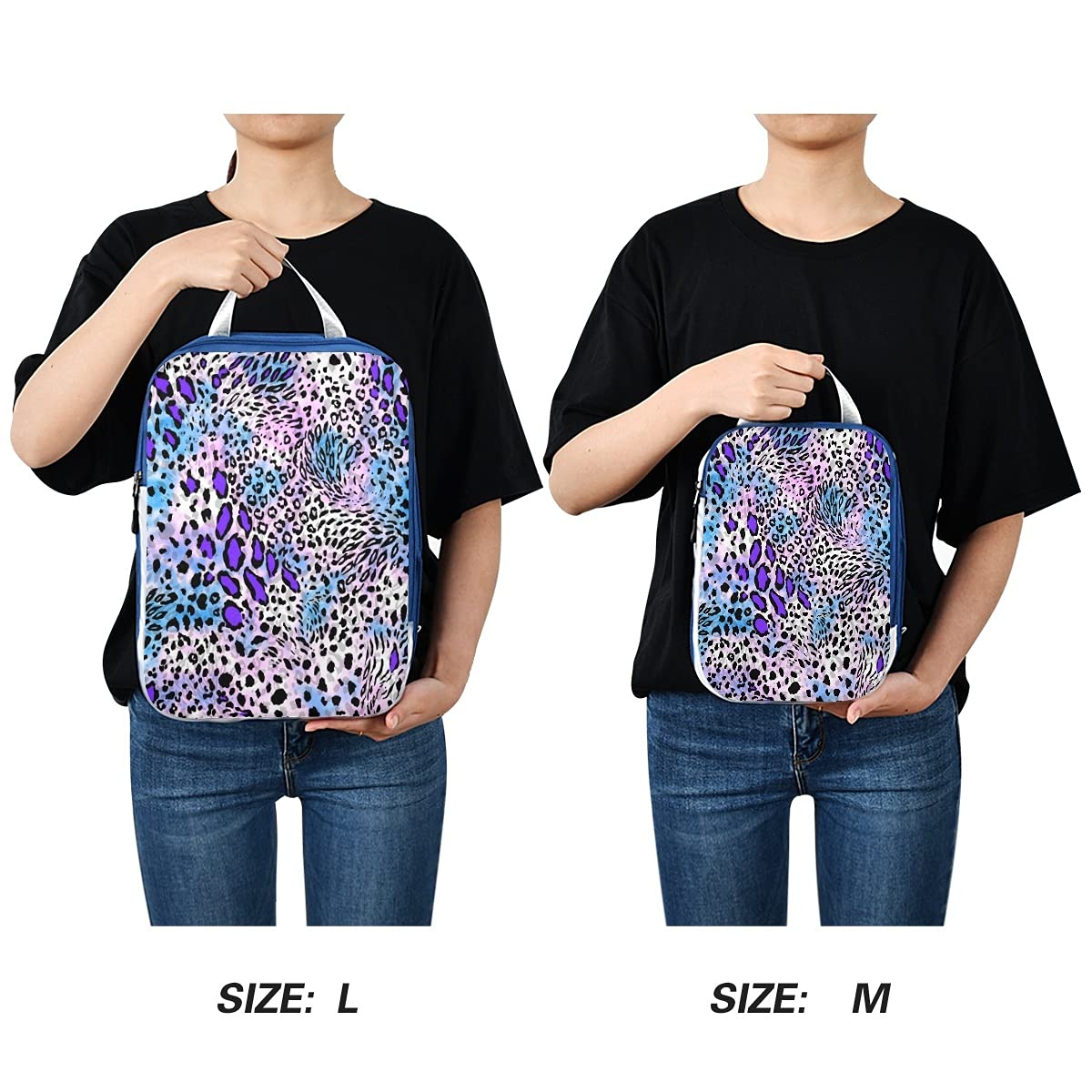 **MNSRUU Packing Cubes Set - 3 PCS Leopard Print & Purple/Blue Compression Travel Organizers for Luggage & Suitcases | Perfect for Business Trips, Vacations & Weekend Getaways**