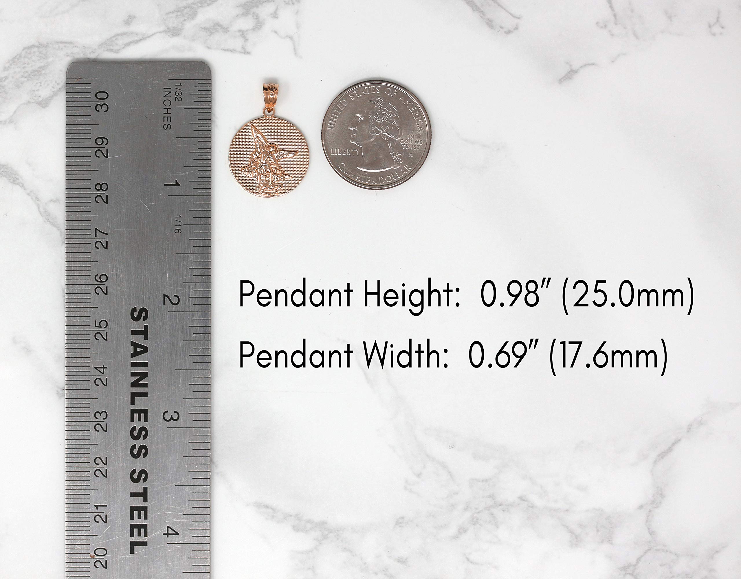 10k Gold Saint Michael Protect Us Coin Charm Pendant for Necklace - Religious Jewelry for Men & Women - Spiritual Protection Gift for Baptism, Confirmation, First Communion