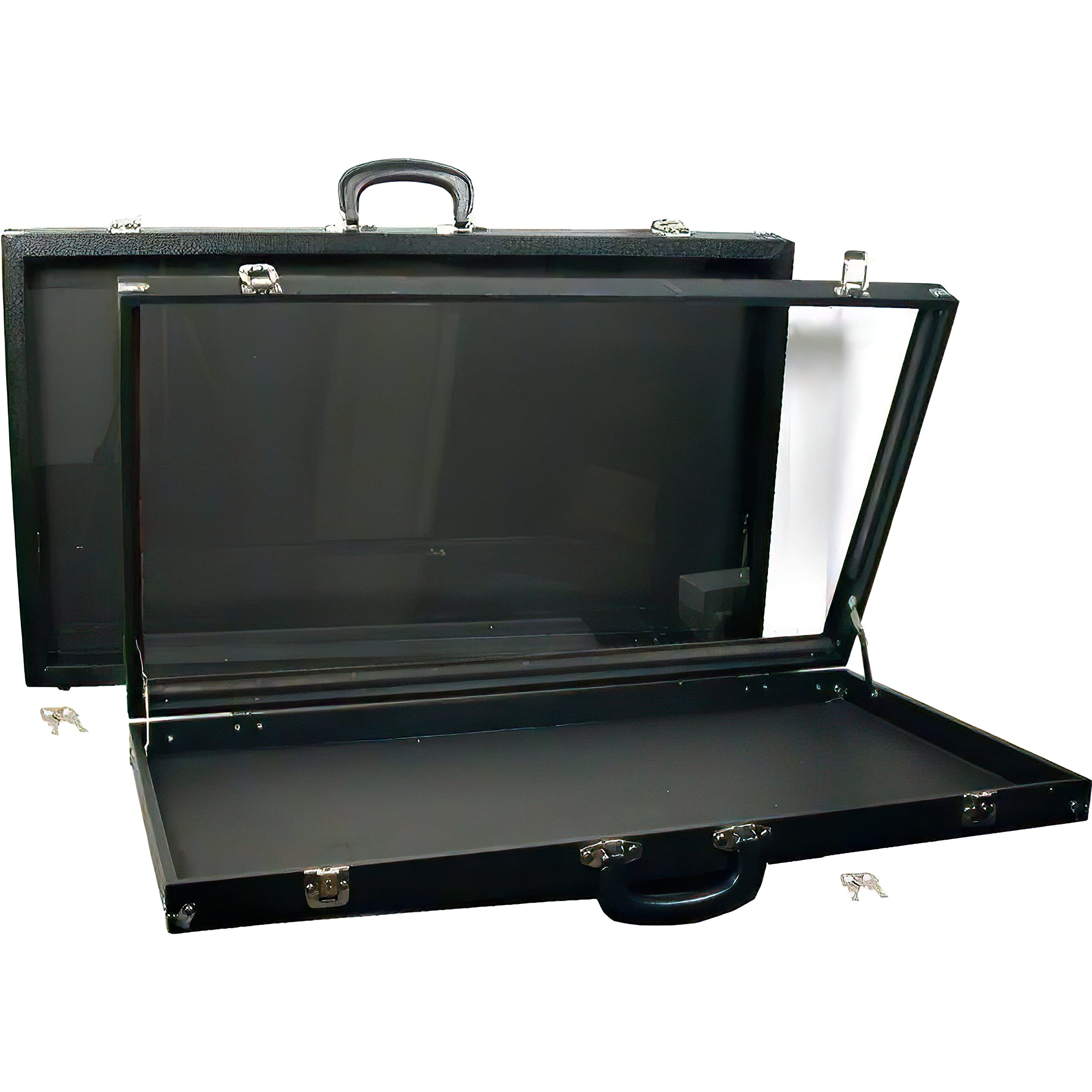 FindingKing 2 Black Glass Top Travel Jewelry Display Carrying Case - Elegant Jewelry Organizer for Necklaces, Rings & Earrings - Perfect for Travel, Gifts & Retail Store Displays