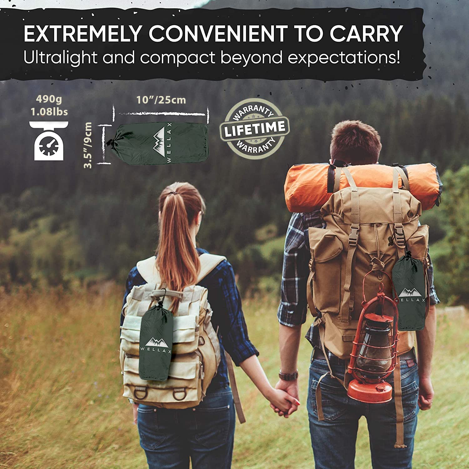 WELLAX Ultralight Air Sleeping Pad - Inflatable Camping Mat for Backpacking, Hiking & Travel - Compact Air Mattress with Repair Kit & Carry Bag - Perfect for Outdoor Adventures, Beach Trips & Guest Bedding