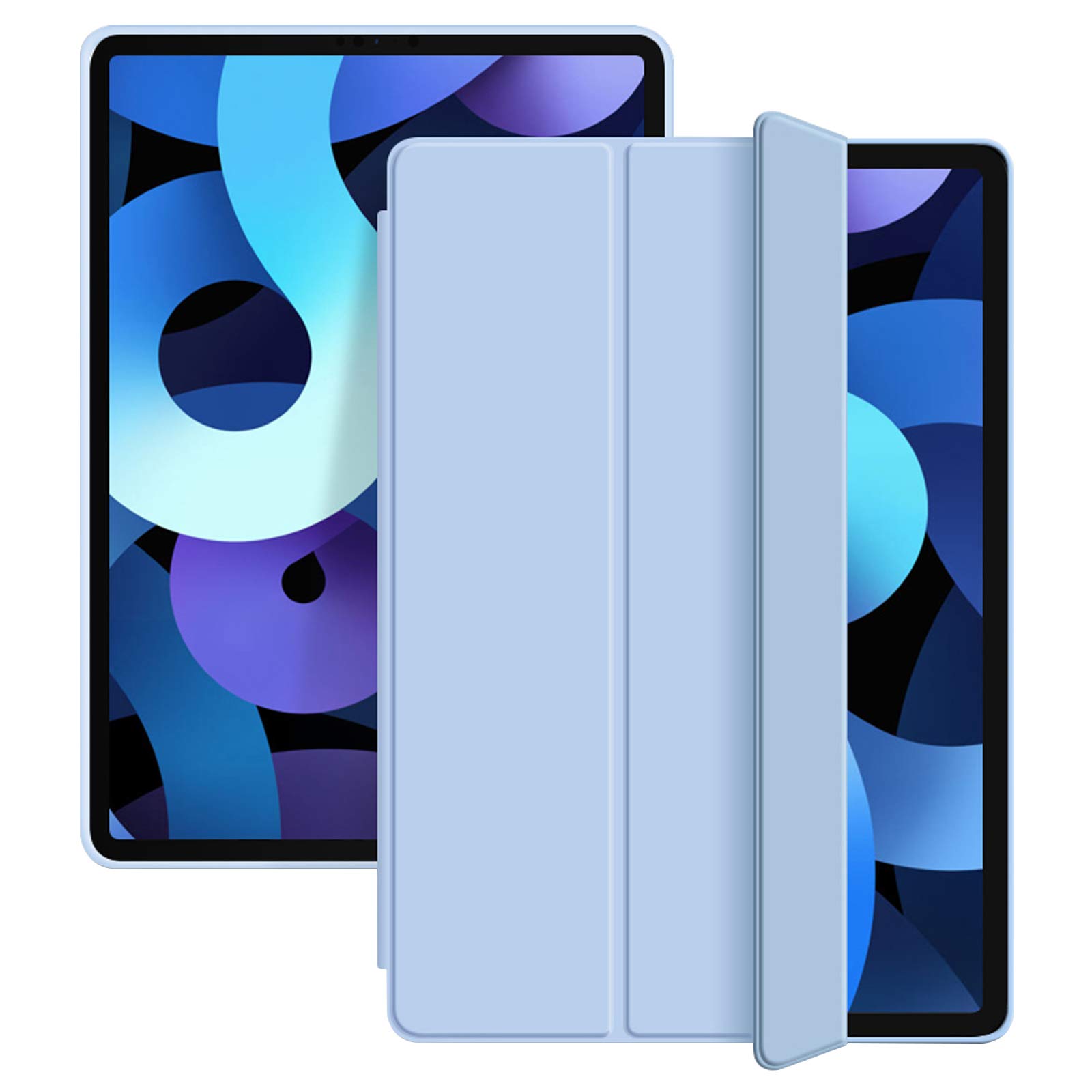 Premium Slim Trifold Stand Smart Case for iPad Air 5th/4th Gen 10.9 Inch (2022/2020) - Auto Wake/Sleep, 2nd Gen Pencil Charging, Soft TPU Back Cover - Light Blue | Perfect for Work, Travel & Home Use