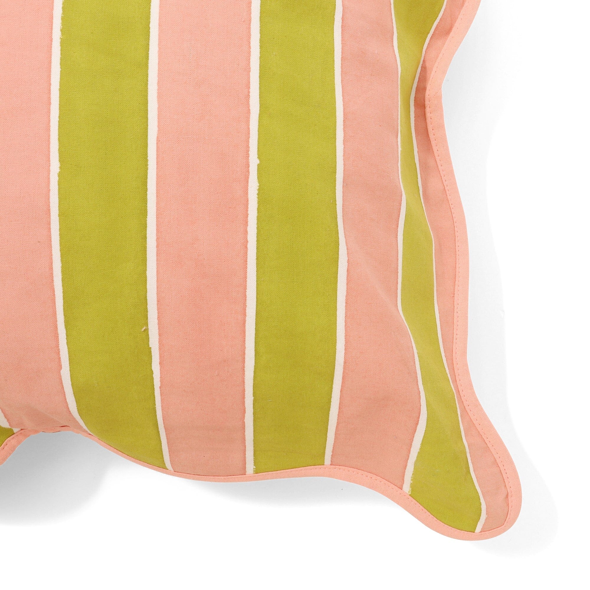 Handmade Block Print Cushion Cover 18x18 Inches - Pink & Green Cotton Pillow Case for Sofa, Bed, Living Room Decor - Boho Home Accessories for Cozy Interior Design