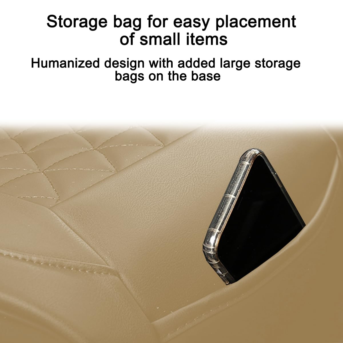 2PCS Premium Leather Car Seat Covers - Universal Waterproof Front Seat Protector Pads with Storage Pockets for SUV, Truck, Sedan (Beige) | Durable Auto Seat Cushions for Comfort & Protection During Commutes, Road Trips & Daily Driving