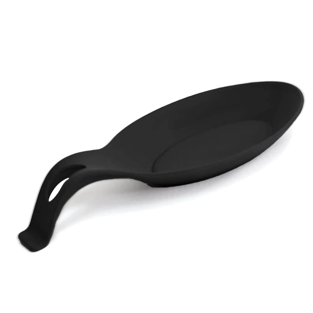 **Silicone Spoon Rest - Heat-Resistant Kitchen Utensil Holder for Spatulas, Spoons & Cookware - Perfect for Cooking, Baking & Serving (Black)**