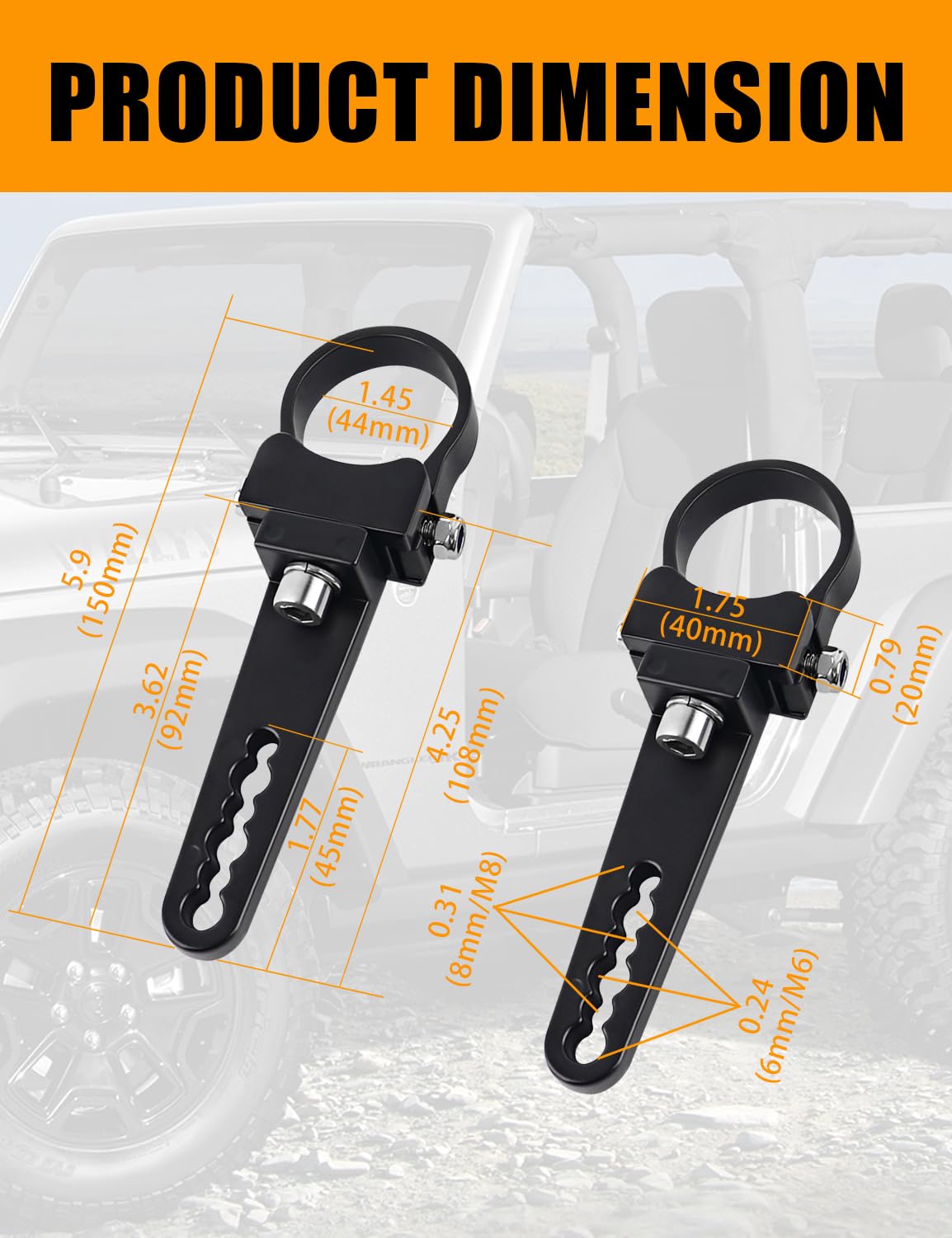 1.5'' Adjustable Tube Clamps Mounting Brackets - Roll Cage Bull Bar Clip Holder Kit for LED Light Bar - Compatible with Offroad Truck, ATV, SUV (2pcs) - Perfect for Off-Road Adventures, Camping & Outdoor Exploration