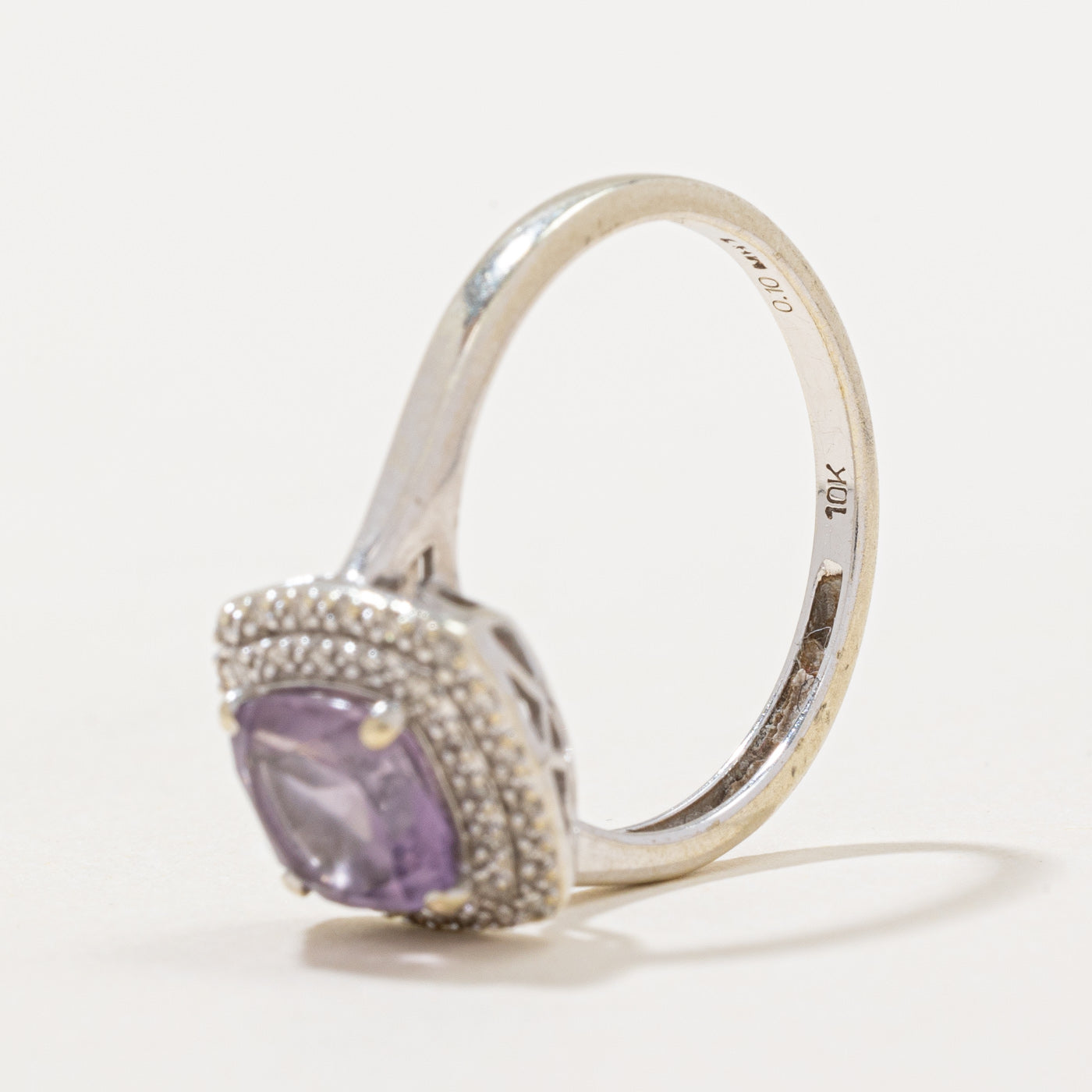 1.40ct Amethyst & 0.10ct Diamond Halo Ring - Size 7.25 | Elegant Purple Gemstone Engagement Ring for Women | Perfect for Valentine's Day, Anniversary & Special Occasions