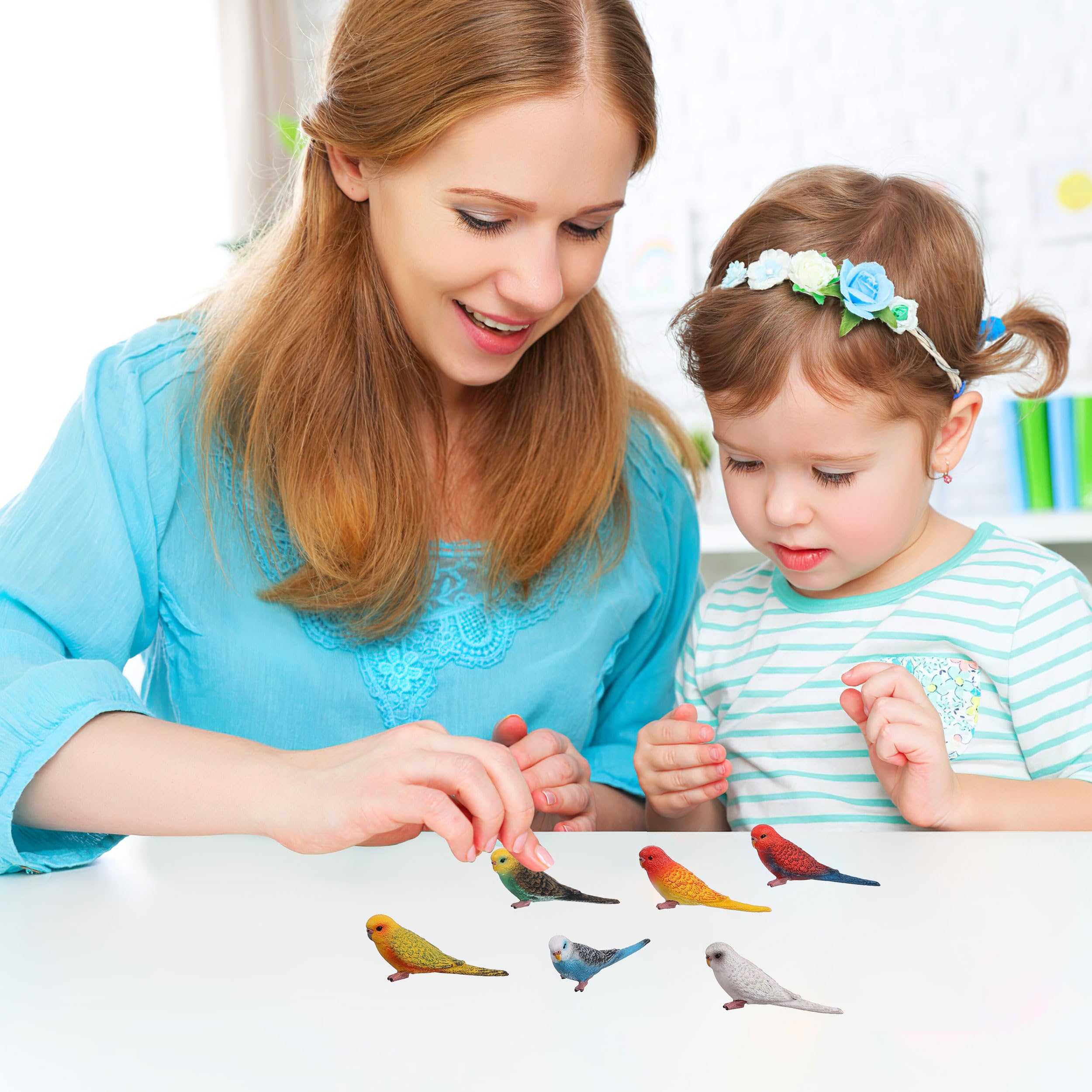 6pcs Realistic Parrot Toy Figures - Plastic Animal Model Set for Kids Learning & Play | Educational Bird Toys for Boys & Girls | Perfect for Classroom, Birthday Gifts & Nature Themed Playtime