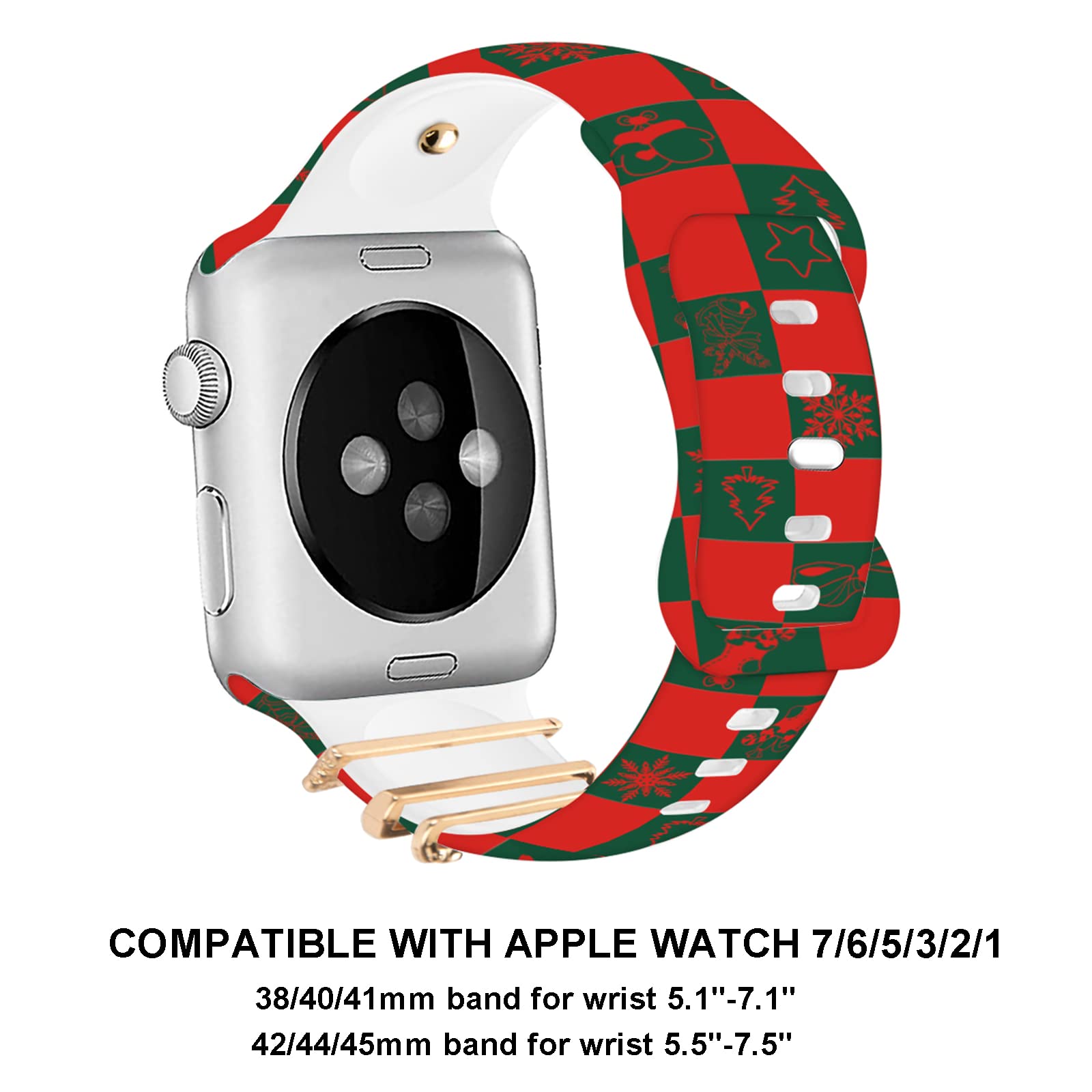 Festive Christmas Watch Bands with Decorative Charms & Ring Loops for Apple Watch 38mm-49mm (All Series) - Holiday Replacement Straps for Women - Perfect for Gifts, Parties & Seasonal Style
