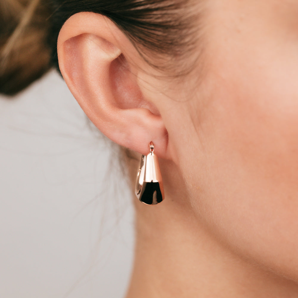 9ct Rose Gold Geometric Chunky Hoop Earrings for Women - Trendy Statement Jewelry for Party, Wedding & Everyday Wear