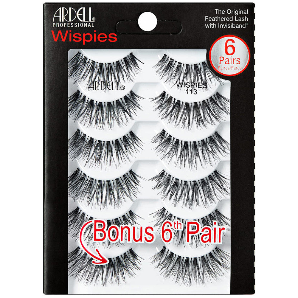 Ardell Whispies False Eyelashes 113 - 6 Pack Multipack, Natural Wispy Lashes for Everyday Wear & Special Occasions - Perfect for Bridal, Party, or Date Night Makeup Looks