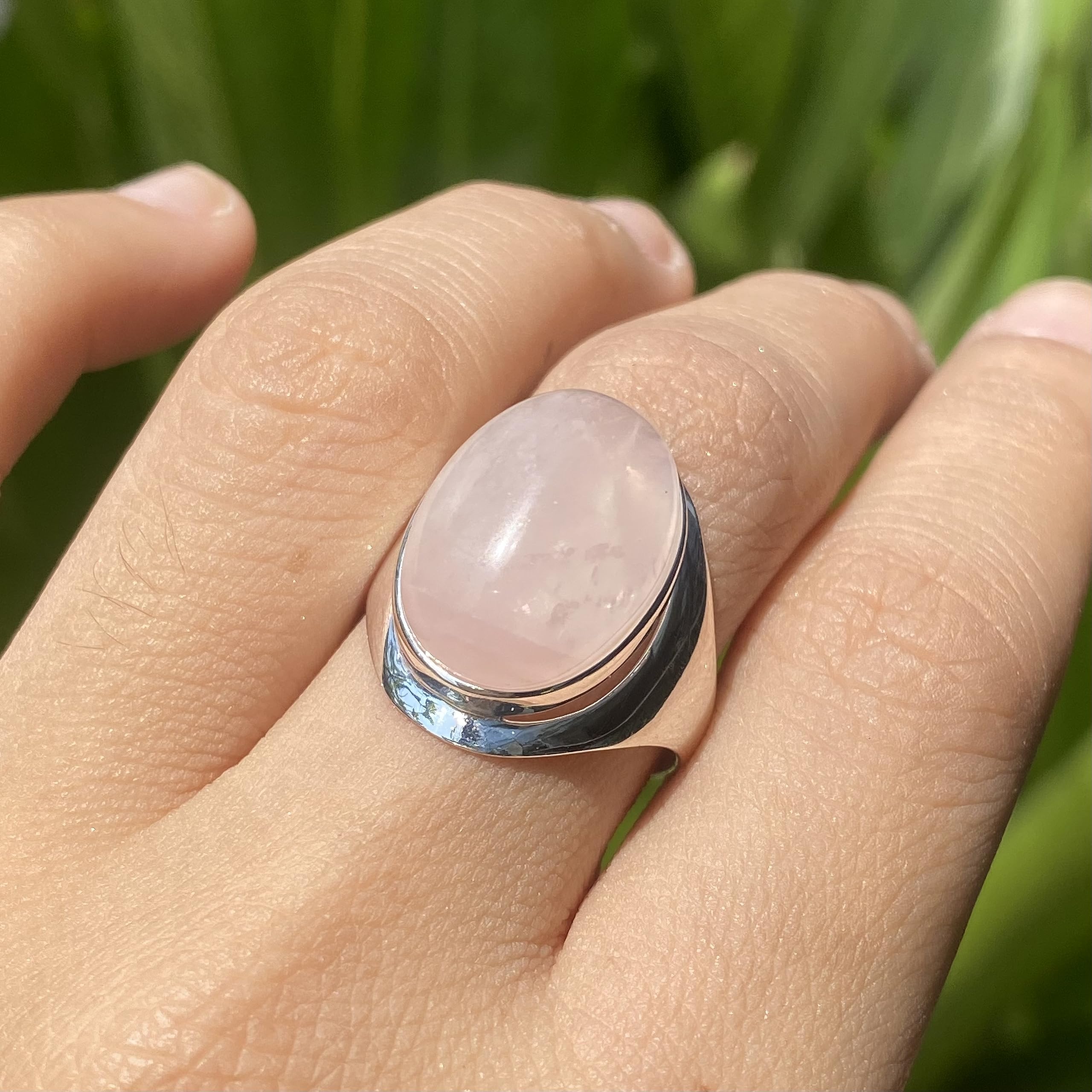 925 Sterling Silver Rose Quartz Ring | 13x18mm Oval Natural Rose Quartz Stone Ring for Women | Perfect for Meditation, Healing & Spiritual Jewelry Gifts