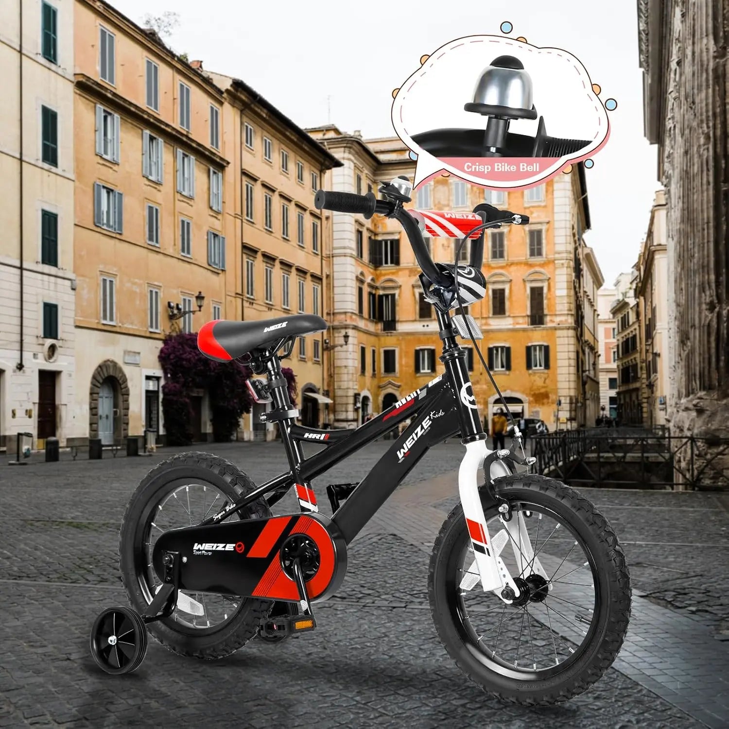 WEIZE 14-20 Inch Kids Bike for Boys & Girls Ages 3-12 Years | Adjustable Height 35-60 Inch | Coaster Brake | Black | Perfect for Neighborhood Rides, Park Adventures & Learning to Cycle
