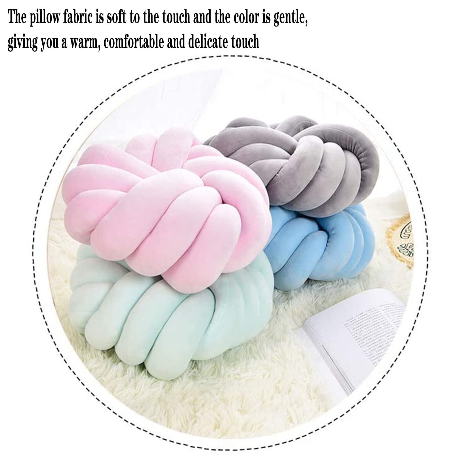 Knot Pillow Ball - Soft Plush Decorative Knot Cushion for Home, Bedroom, Couch, Office & Sofa Decor (Pink, 14 Inches) - Perfect for Cozy Lounging, Reading Nooks & Stylish Interior Design