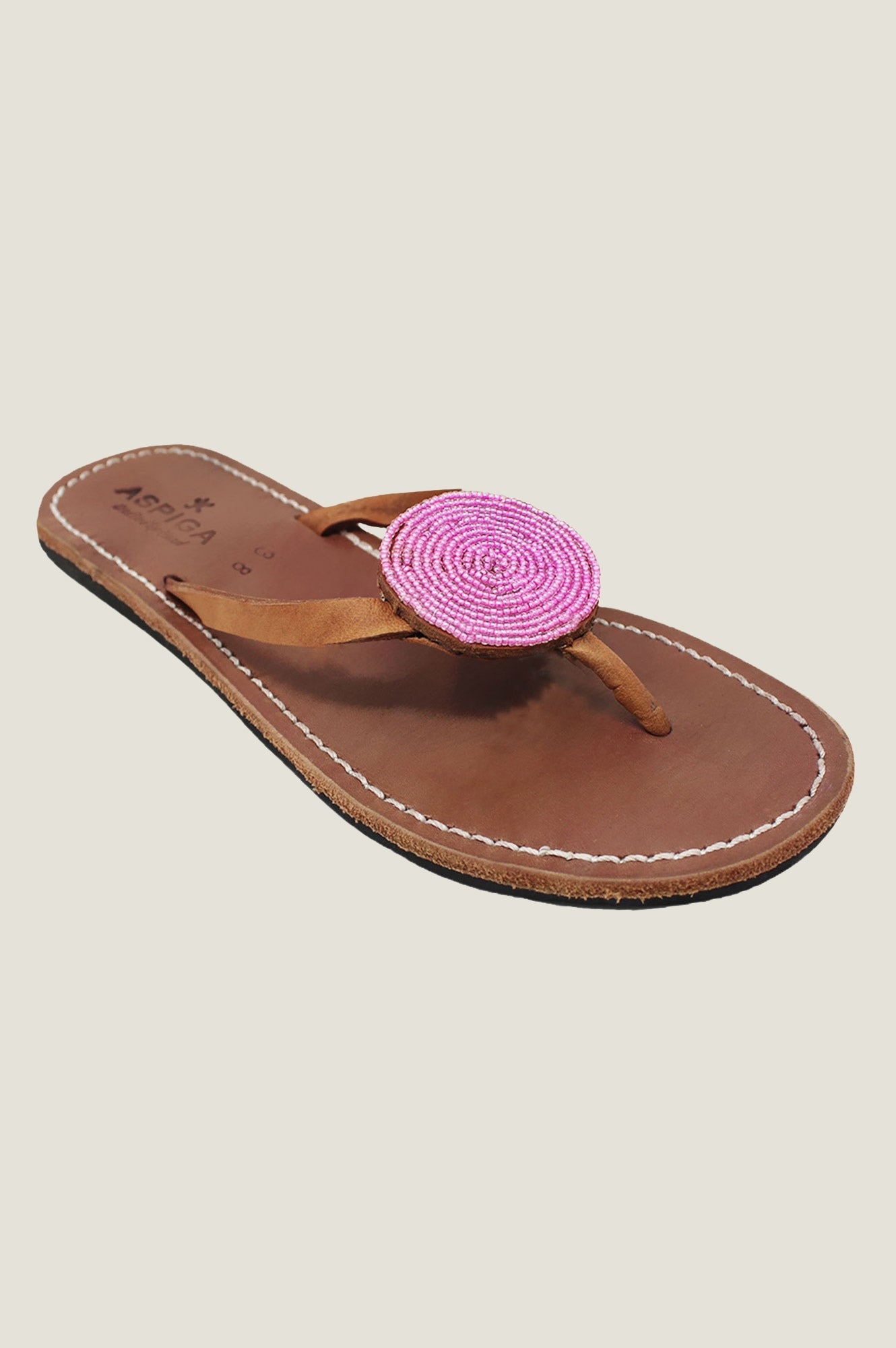 Women's Pink Leather Disc Sandals - Comfortable & Stylish Summer Slide Sandals for Beach, Pool, and Casual Outings