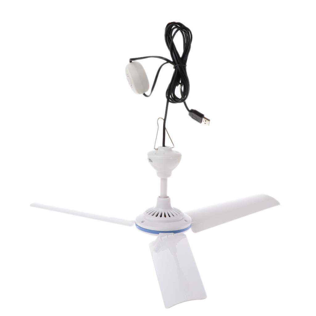 5V USB Ceiling Fan - Portable Hanging Fan for Camping & Tents | Bed & Camper Use