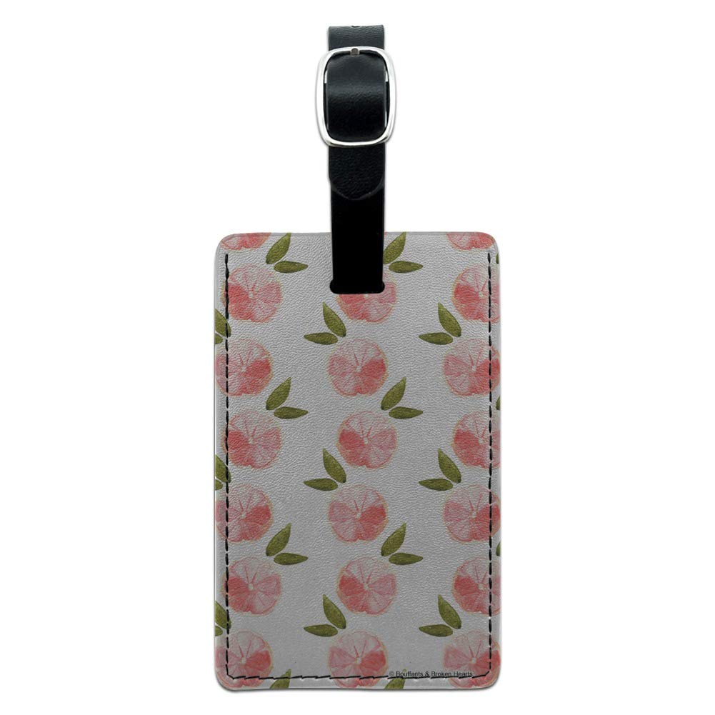 Pink Grapefruit Leather Luggage Tag - Rectangle Suitcase ID Card Holder for Carry-On Bags - Perfect for Travel, Business Trips & Vacation Identification