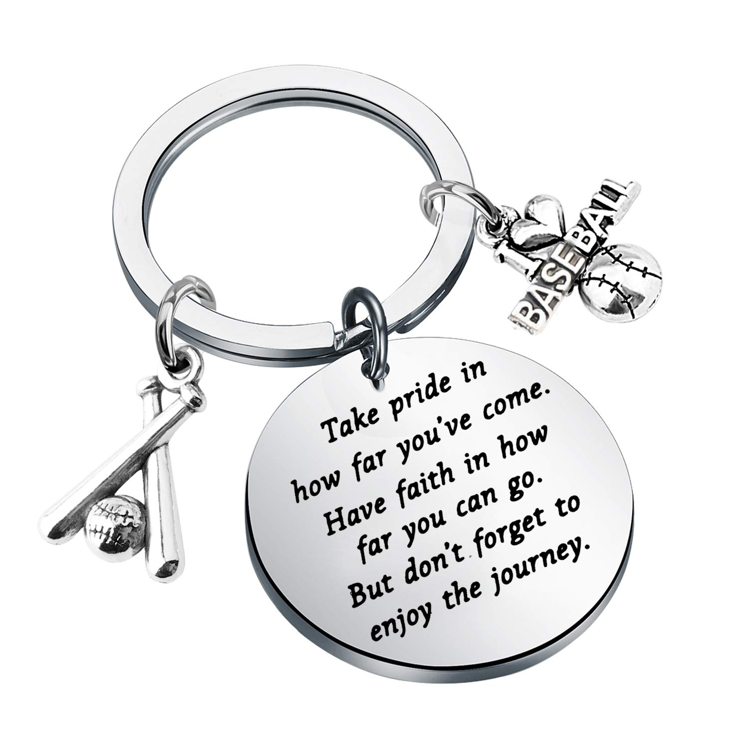 FUSTMW Baseball Keychain - Unique Baseball Player Gift, Softball Charm Keyring for Baseball Moms - Inspirational Baseball Jewelry (Perfect for Games, Team Gifts & Sports Enthusiasts)