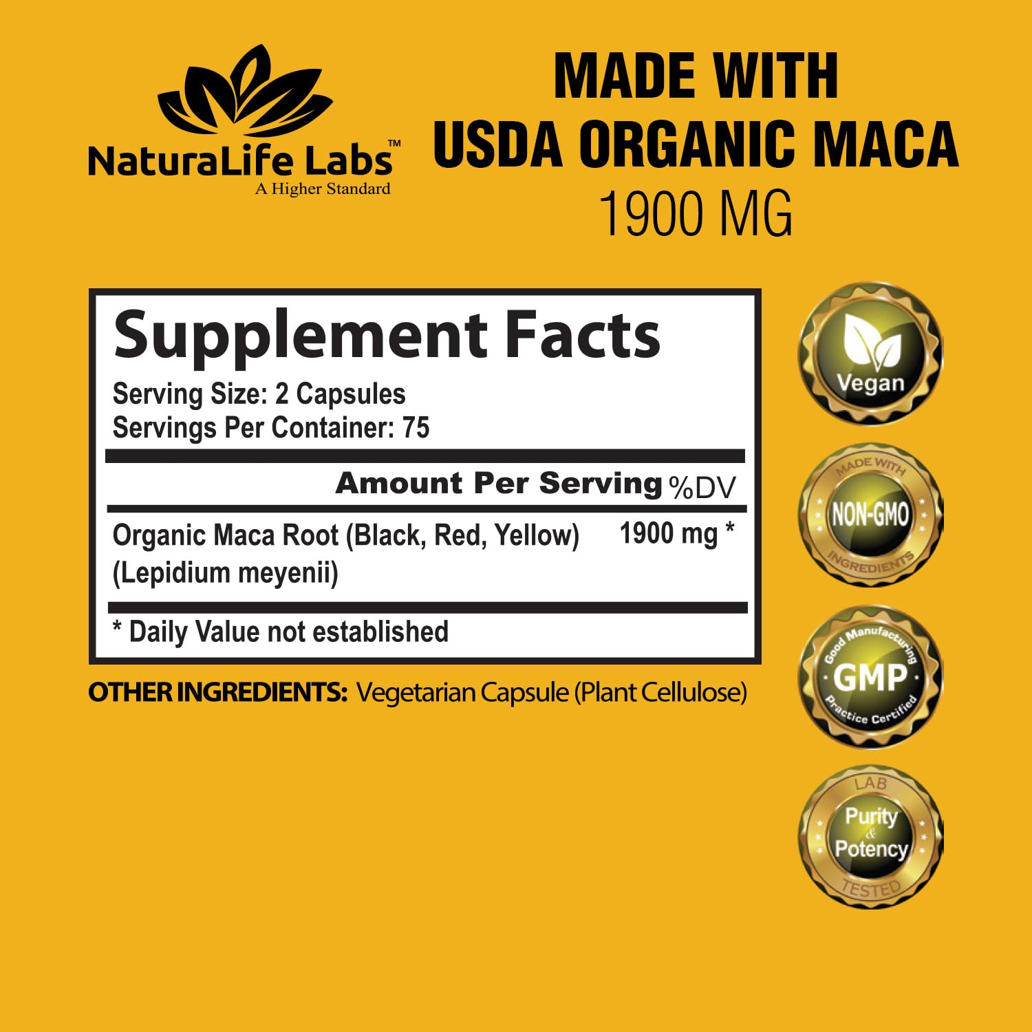 Organic Maca Root Powder Capsules 1900mg - Black, Red & Yellow Peruvian Maca (150 Vegan Caps) | Non-GMO, Gelatinized for Better Absorption | Supports Energy, Stamina & Reproductive Health | Perfect for Smoothies, Workouts & Daily Wellness