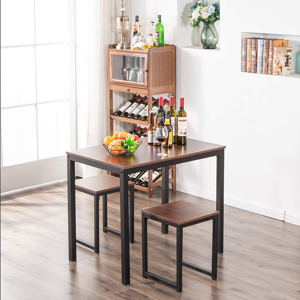 **Henf 3-Piece Dining Set - Modern Kitchen Breakfast Table & 2 Bar Stools, Space-Saving Counter Height Table for Small Kitchens, Apartments & Breakfast Nooks**
