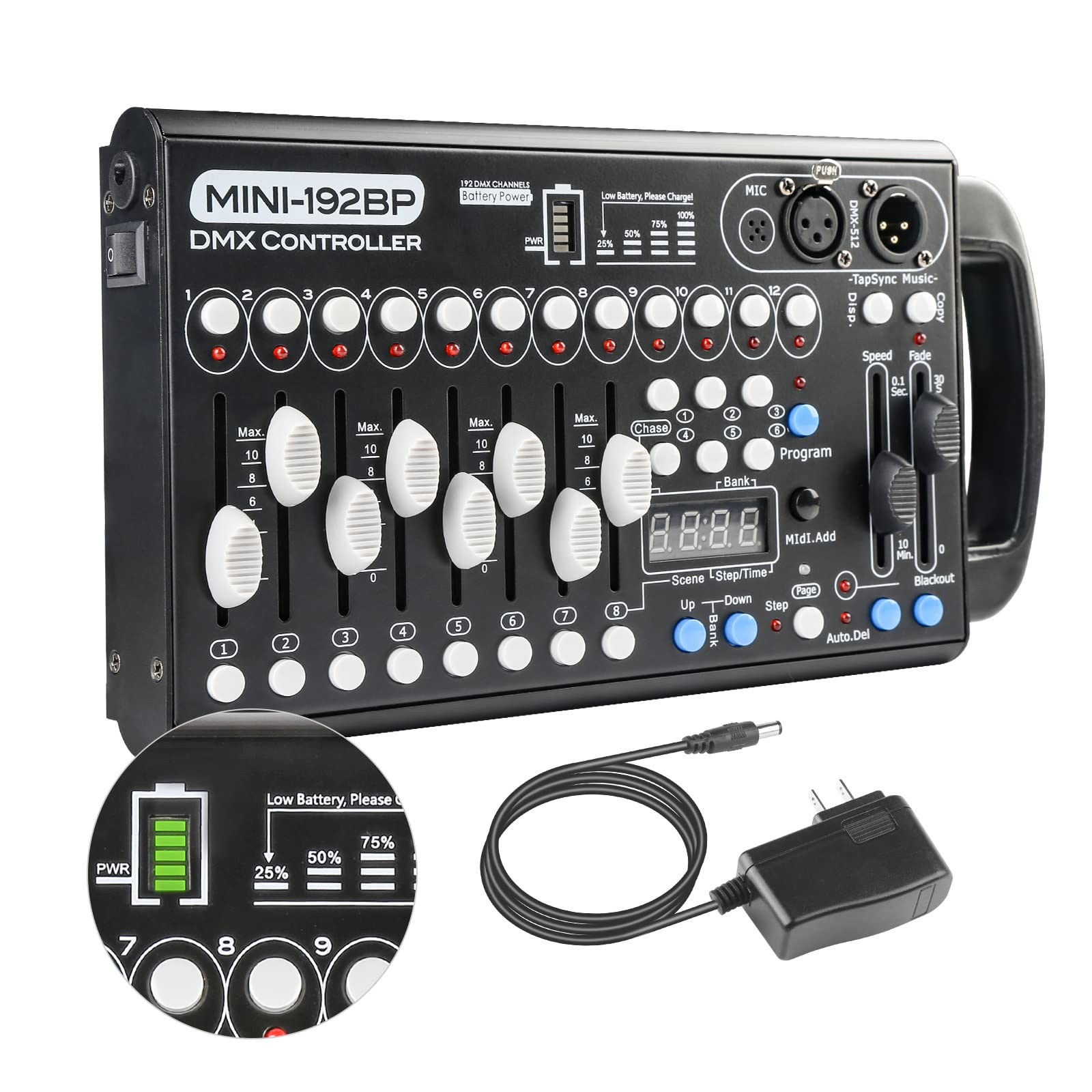 Portable DMX512 Controller with MIDI & Built-in Battery - Wireless DMX Lighting Console for Moving Head Lights, Stage Shows & DJ Performances