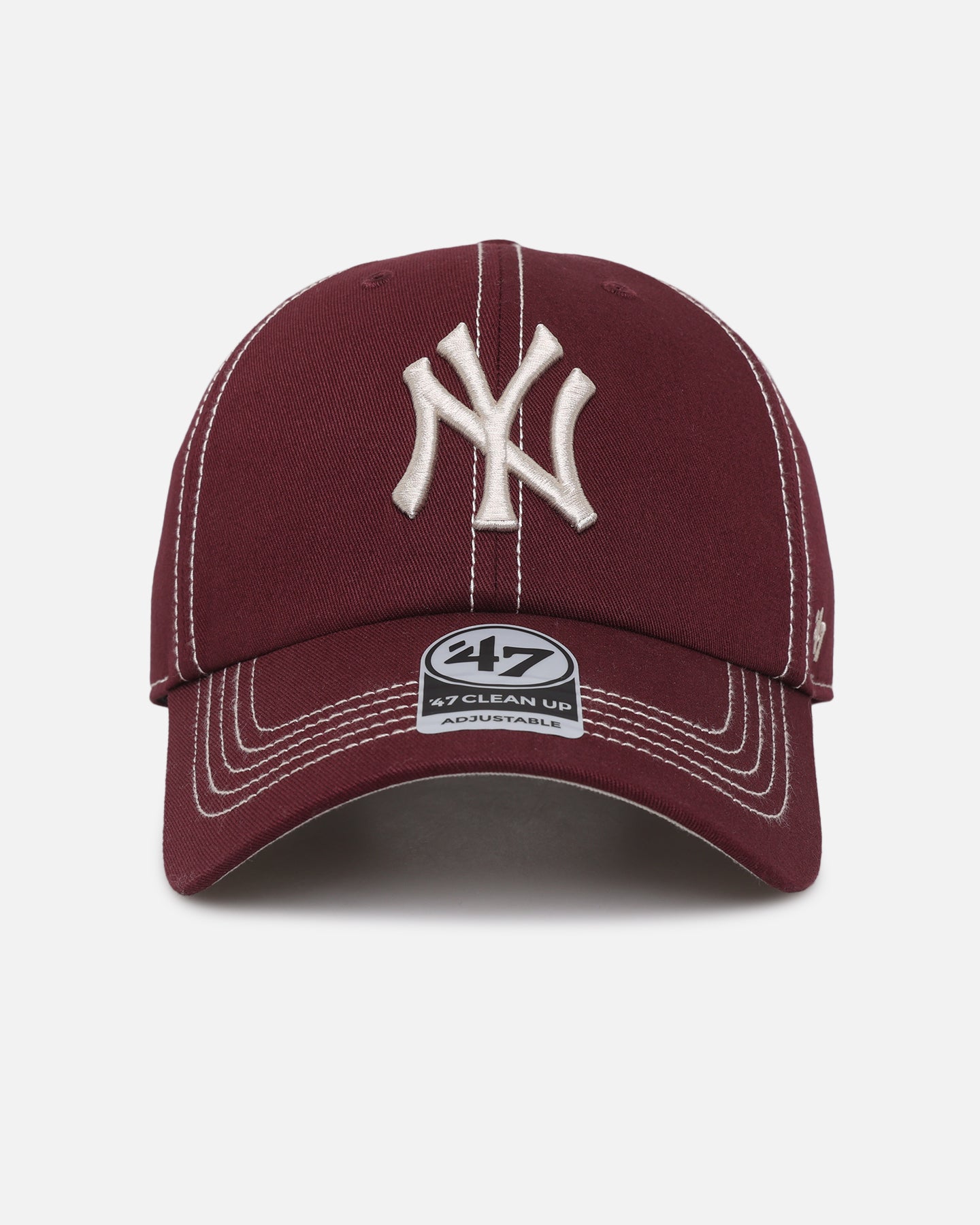 New York Yankees 47 Brand Clean Up Adjustable Strapback Cap - Dark Maroon for Men & Women - Perfect for Baseball Games, Casual Wear & Fan Gifts
