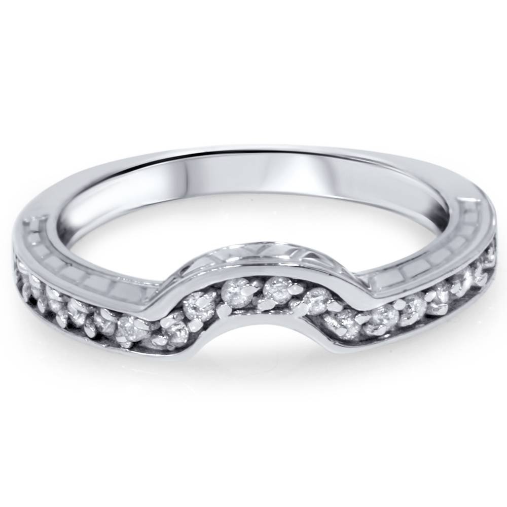 1/4 Carat Notched Wedding Ring Enhancer - Vintage Style Curved Bridal Band for Engagement & Anniversary Gifts - Perfect for Stacking Rings & Special Occasions