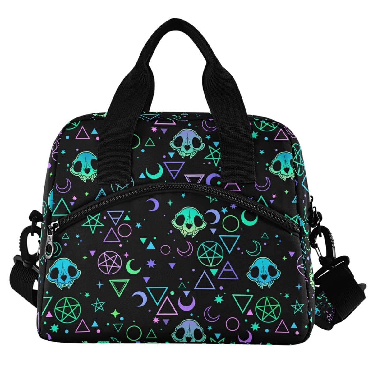 Insulated Lunch Bag with Magic Skulls Design - Reusable Leakproof Cooler Tote for Women & Men - Perfect for Work, School, Picnics & Outdoor Activities