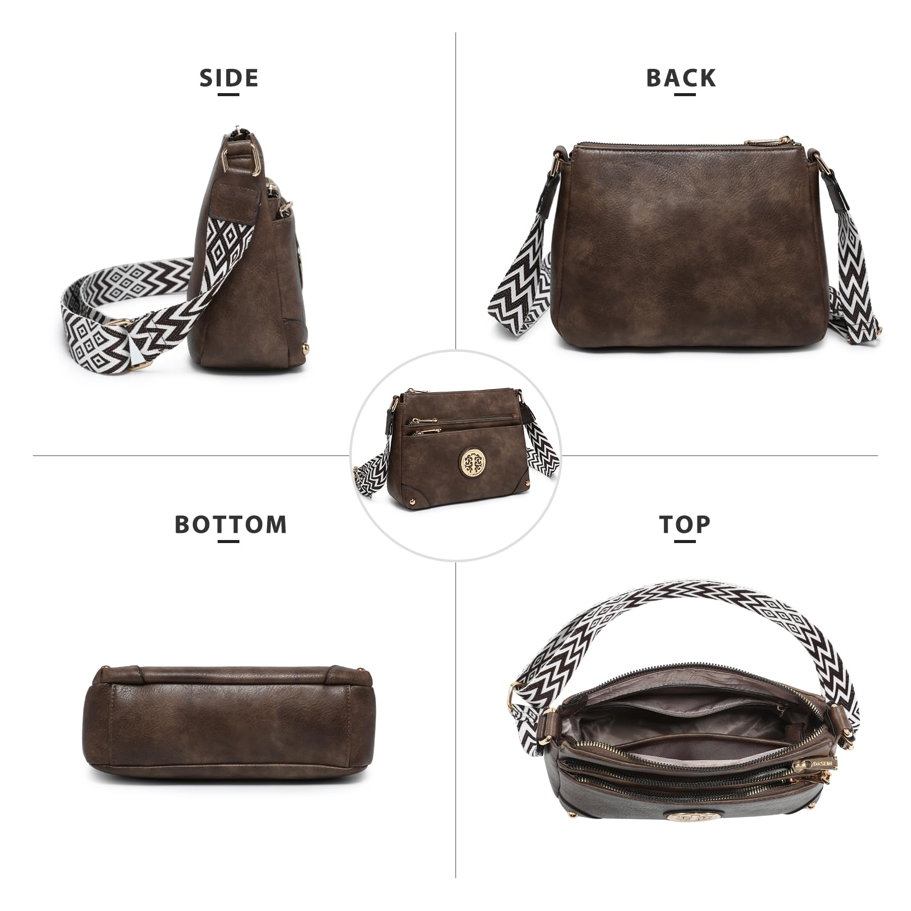 Trendy Women's Crossbody Purse with Multi Pockets & Adjustable Guitar Strap - Medium Shoulder Bag for Daily Use, Travel & Shopping