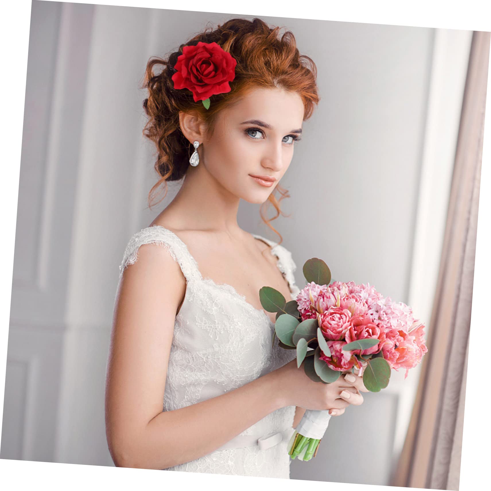 FOMIYES 12-Piece Red Artificial Rose Hair Clips Set for Women & Girls - Perfect for Weddings, Parties, and Special Occasions | Elegant Floral Hair Accessories for Bridal, Prom, and Daily Styling