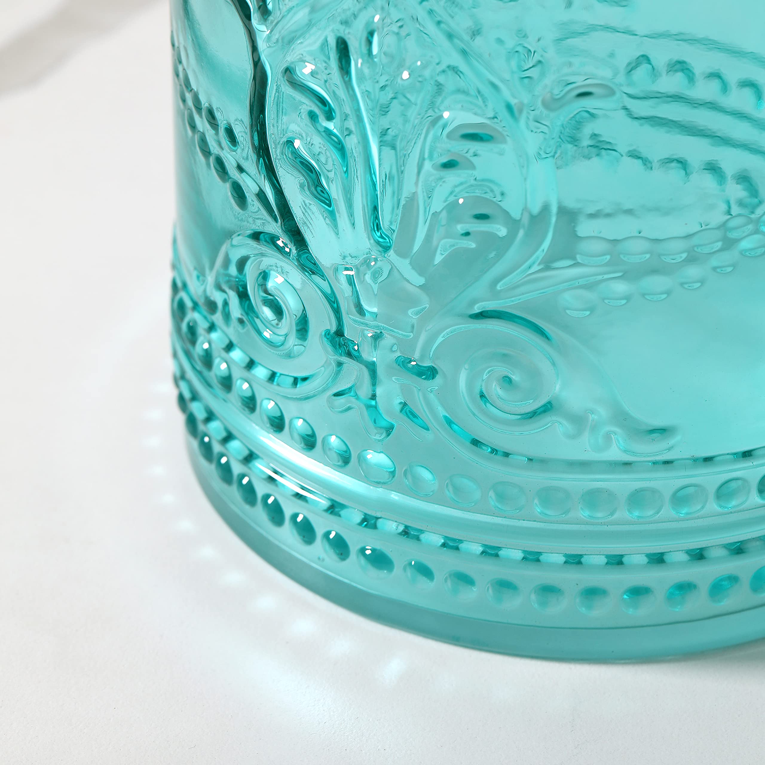 KMwares 2.6-Gallon Thick Glass Wastebasket - Durable Odor-Free Trash Can with Lid, Easy to Clean Decorative Bin for Kitchen, Bathroom, Office & Living Room - Stylish Teal Blue Home Decor Garbage Can