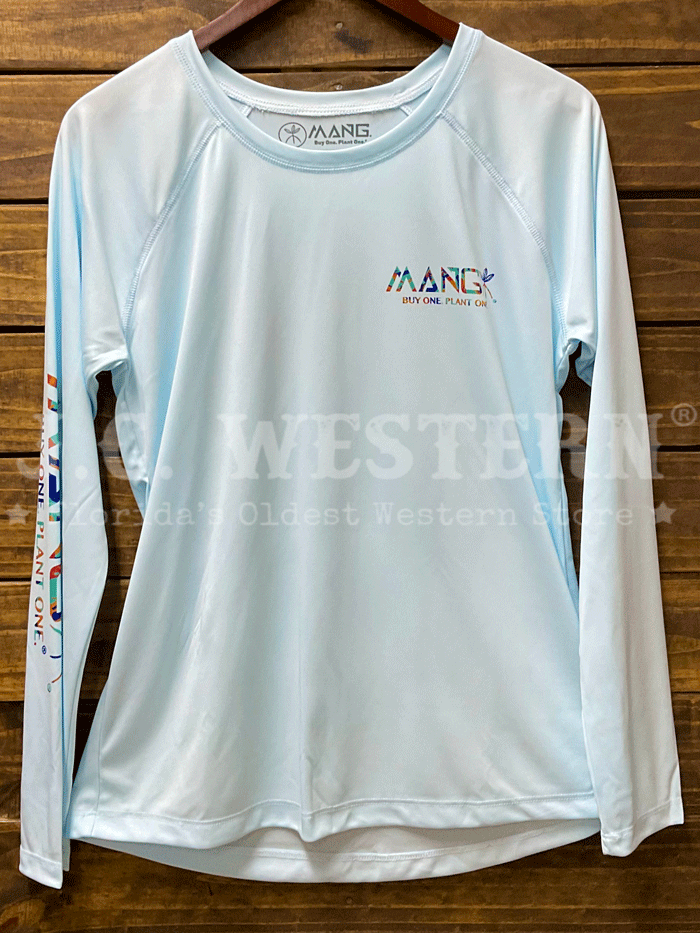 MANG WP1116LS Women's Coral Restoration Octamang Long Sleeve Performance T-Shirt - Moisture Wicking, UPF 50+ Sun Protection - Arctic Blue for Hiking, Running & Outdoor Activities
