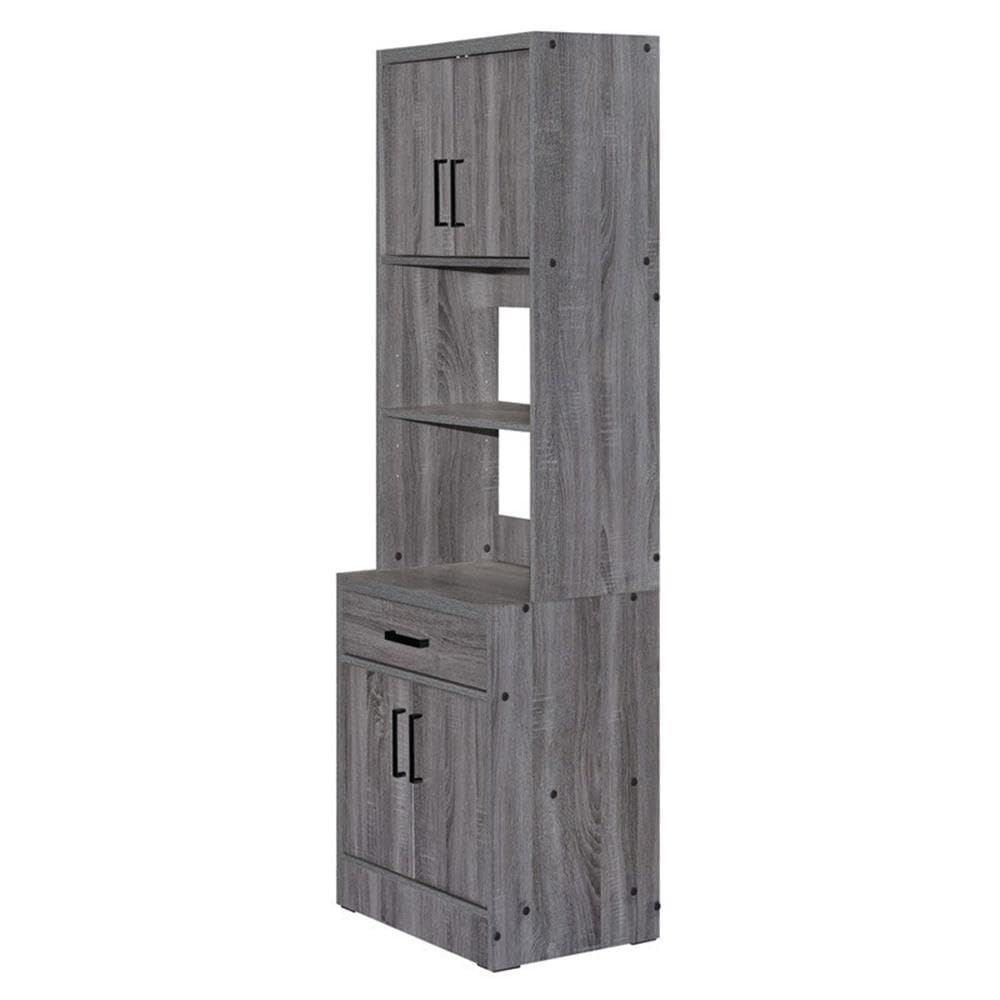 Modern Tall Wooden Kitchen Pantry Cabinet in Gray - Freestanding Storage Organizer for Spices, Food & Cookware - Perfect for Small Kitchens, Dining Rooms & Home Organization