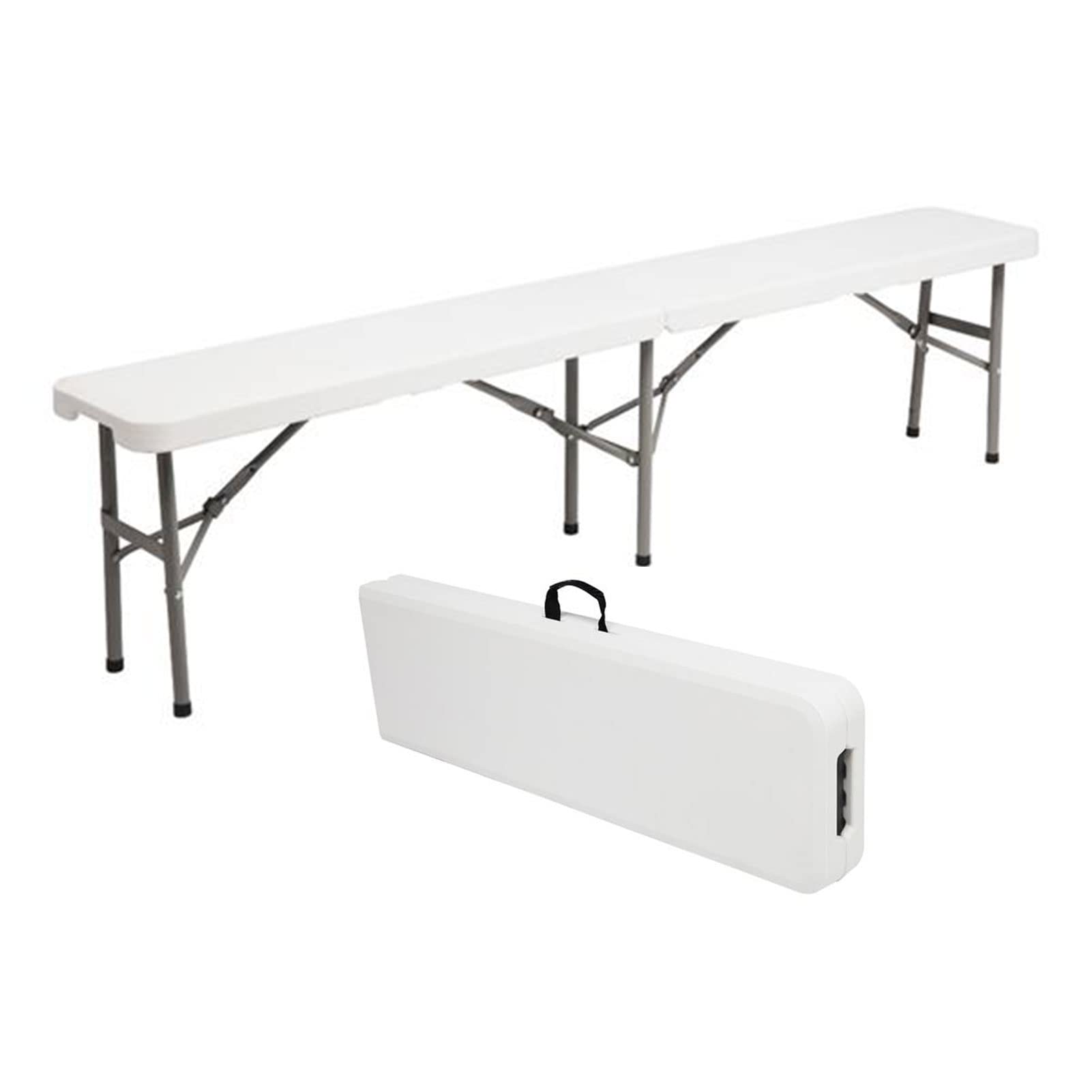 Portable Bi-Fold Plastic Folding Bench with Carrying Handle - 11''W x 72
