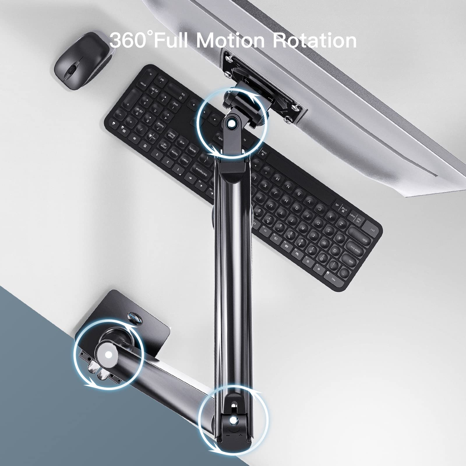 HUANUO Single Monitor Mount Stand - Adjustable Gas Spring Arm for 13-40 Inch Screens, Holds 26.4 lbs - Clamp/Grommet Base for Home Office, Gaming & Workstation Setup