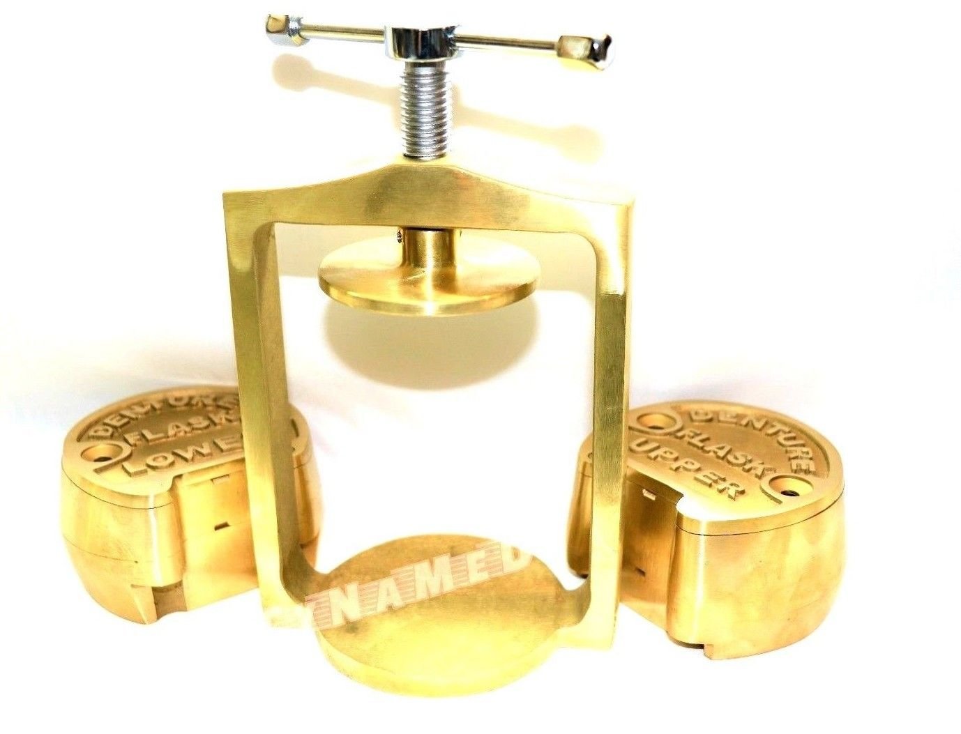 Dental Lab Spring Press with Two Flask Original Brass - 3 Piece Set for Crown & Bridge Work | CYNAMED | Perfect for Dental Technicians & Prosthodontics