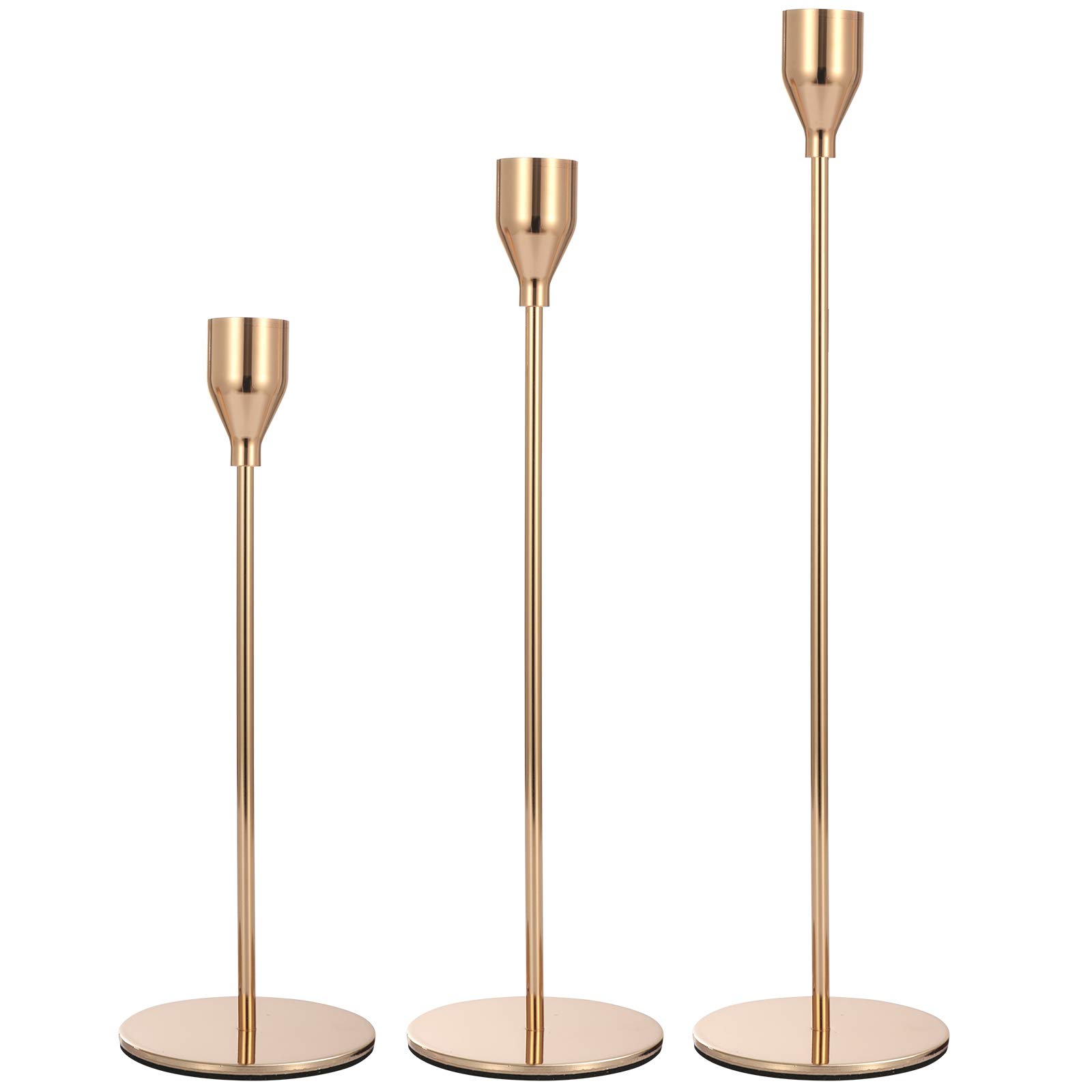 Set of 6 Pink Gold Candlestick Holders - Elegant Taper Candle Holders for Home Decor, Wedding Centerpieces, Dining Table, Party & Anniversary Decorations | Romantic Ambiance Lighting for Dinner Parties, Holiday Tablescapes & Special Occasions