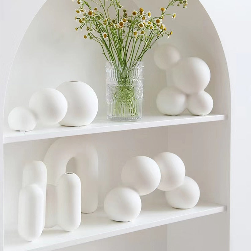 Andro Dot Porcelain Vases - Handcrafted Ceramic Home Decor for Living Room, Bedroom & Office - Elegant Floral Arrangement Centerpiece for Modern Interior Design