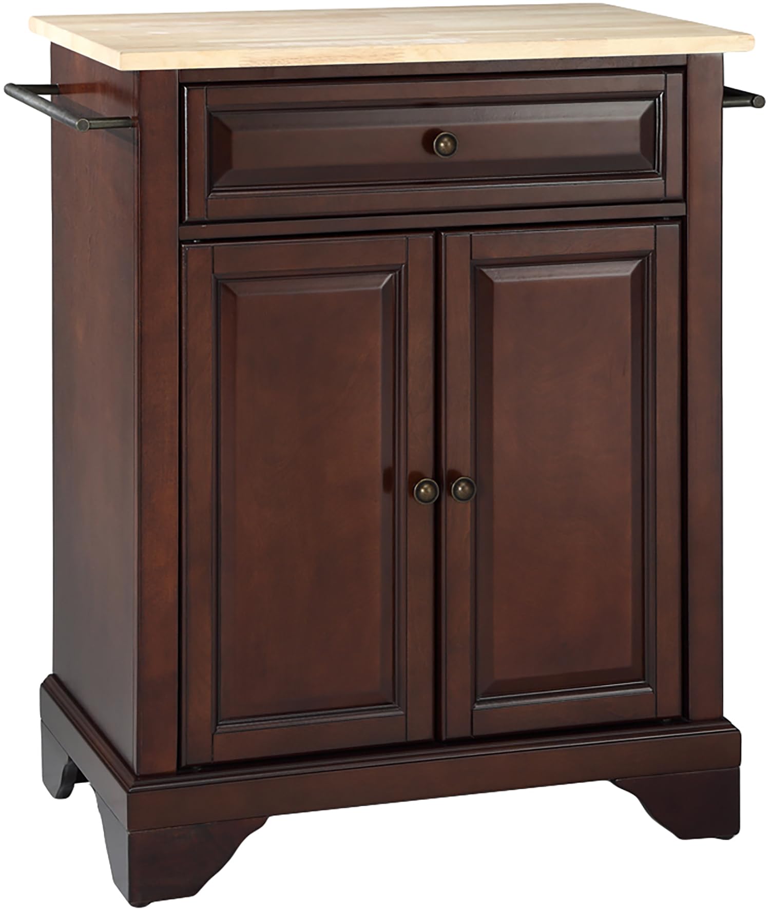 Crosley Lafayette Wood Top Portable Kitchen Island Cart with Wheels - Microwave Stand, Storage Cabinet, Mahogany Finish for Small Spaces - Perfect for Apartments, Dorms & Compact Kitchens