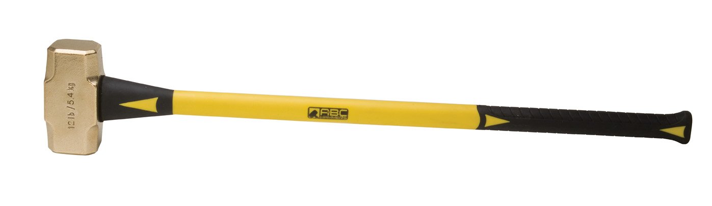 ABC12BF 12-Pound Brass Hammer with 33-Inch Fiberglass Handle - Heavy Duty Construction Tool for Framing, Demolition & Metalwork - Perfect for Contractors, Builders & DIY Home Improvement Projects