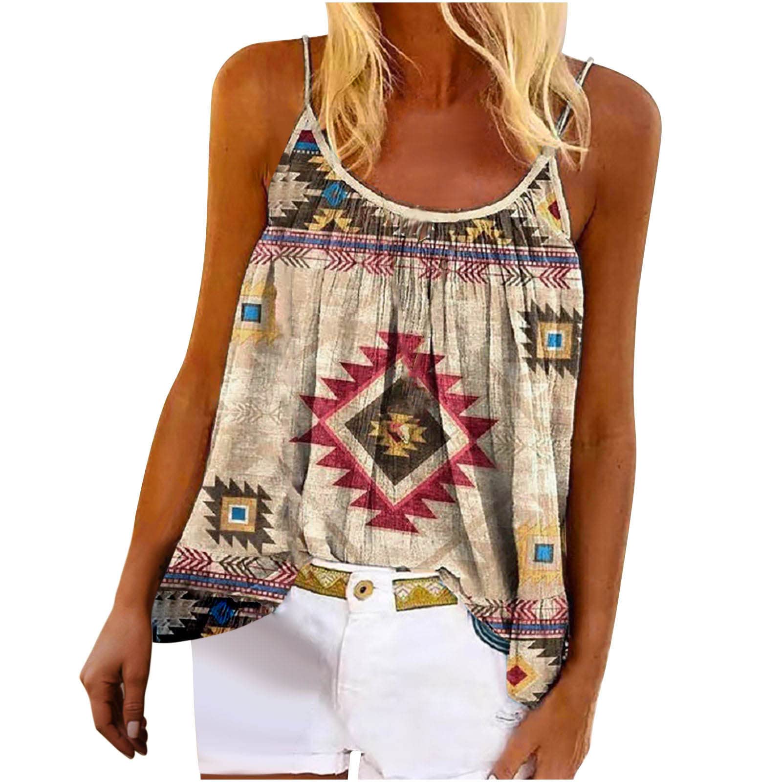 Women's Printed Sleeveless Crewneck Pullover Vest Tank Top - Casual Summer Layering Piece for Work, Travel & Outdoor Activities
