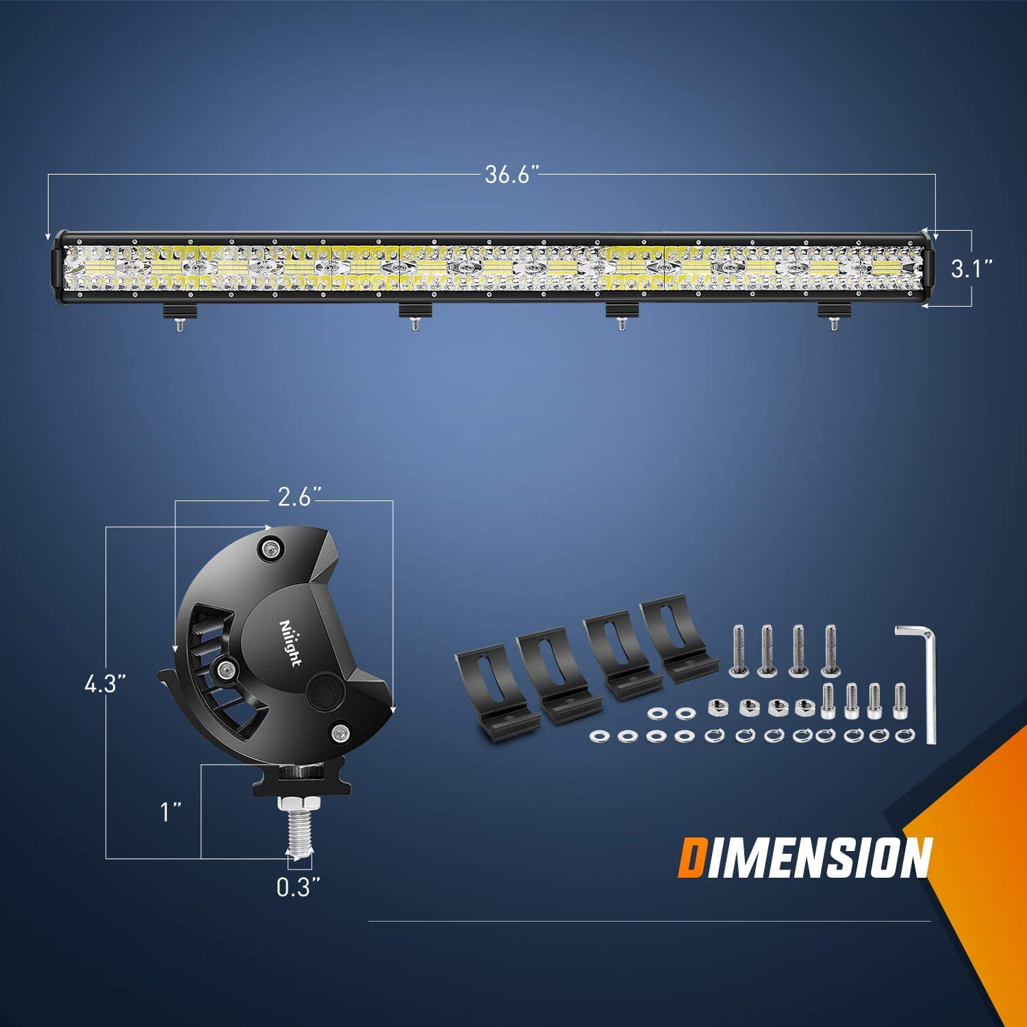Nilight 37-Inch 780W Triple Row LED Light Bar - 78,000LM Flood Spot Combo Off-Road Lights with 12V Wiring Harness Kit for Trucks, SUVs, Pickups, Vans & Campers | Durable & Waterproof for Off-Roading, Camping & Night Driving | 2-Year Warranty