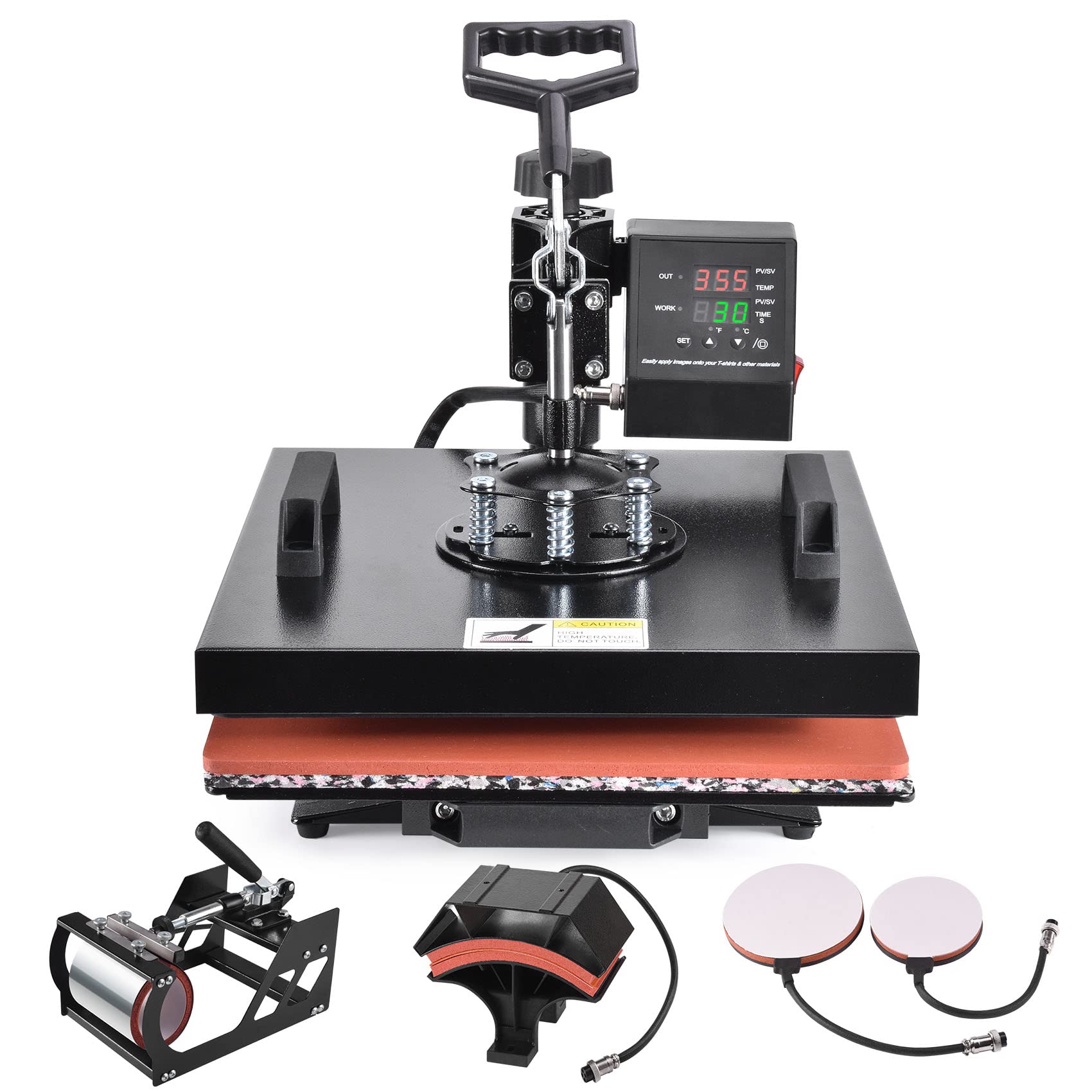 Seeutek 15x15 Inch 5-in-1 Digital Heat Press Machine - Swing Away Sublimation T-Shirt Press for Shirts, Mugs, Hats & Plates | Perfect for DIY Custom Apparel, Personalized Gifts & Small Business Printing