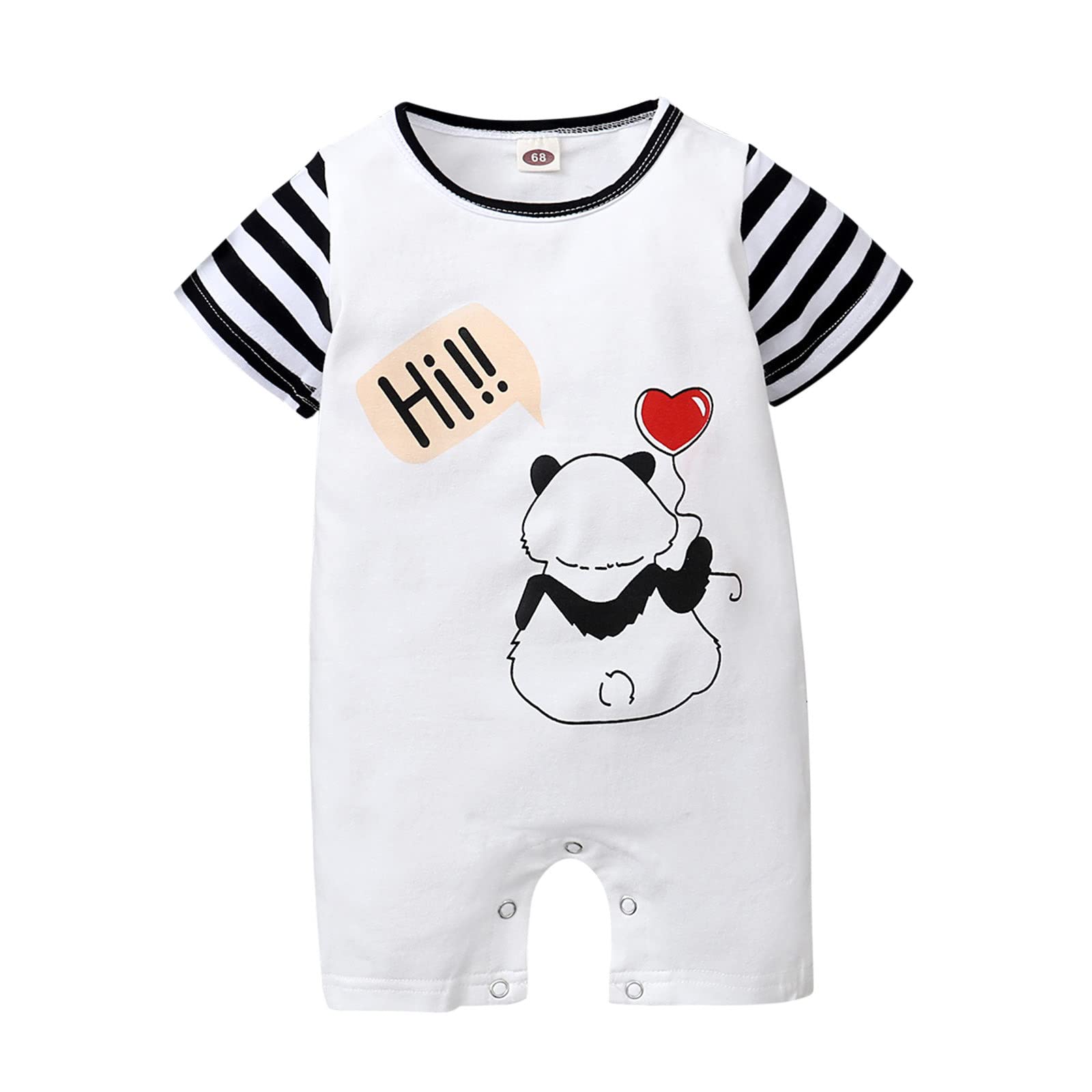 **Adorable Cartoon Bear Print Baby Romper - Short Sleeve Jumpsuit for Toddler Boys & Girls (0-24 Months) - Perfect for Playtime, Outings & Photo Shoots**