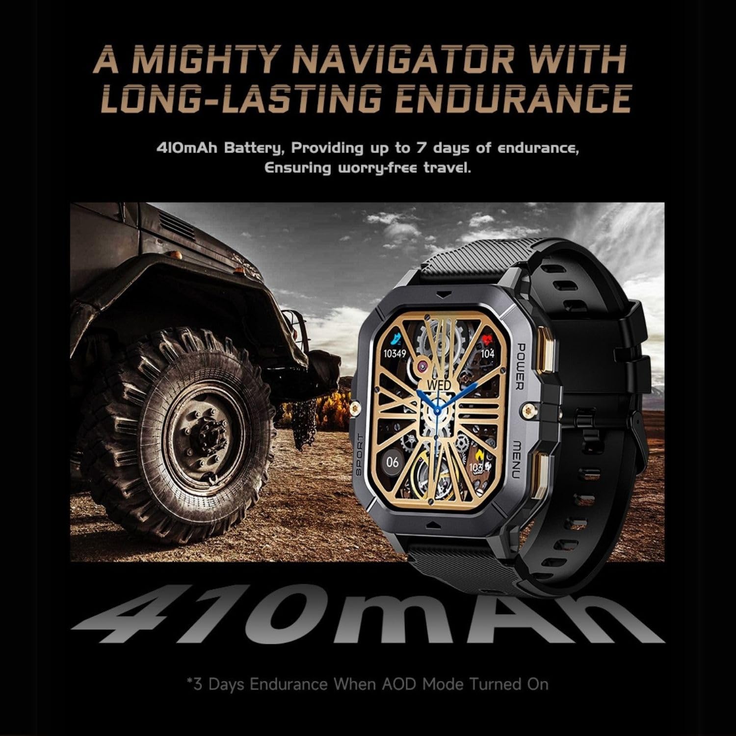 Military Smart Watches for Men - Answer/Make Calls, Fitness Tracker with Blood Pressure, Heart Rate & Sleep Monitor, 100+ Sport Modes, 410mAh Battery, 2.02