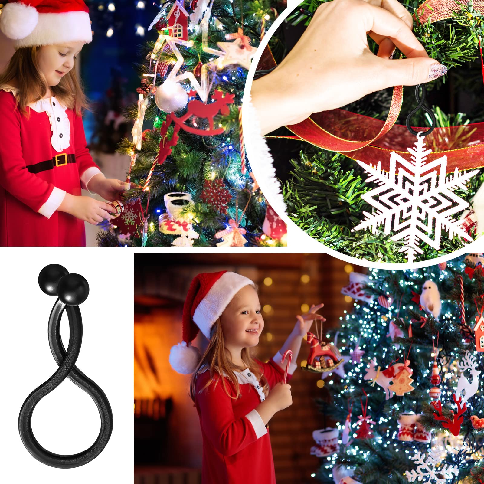 Bucherry 200-Piece Black Christmas Light Clips - Heavy Duty Plastic Hanging Hooks for Outdoor String Lights | Weatherproof Holiday Decorations for Xmas Tree, Roof, Fence & Yard (Perfect for Christmas, Halloween & Party Decor)