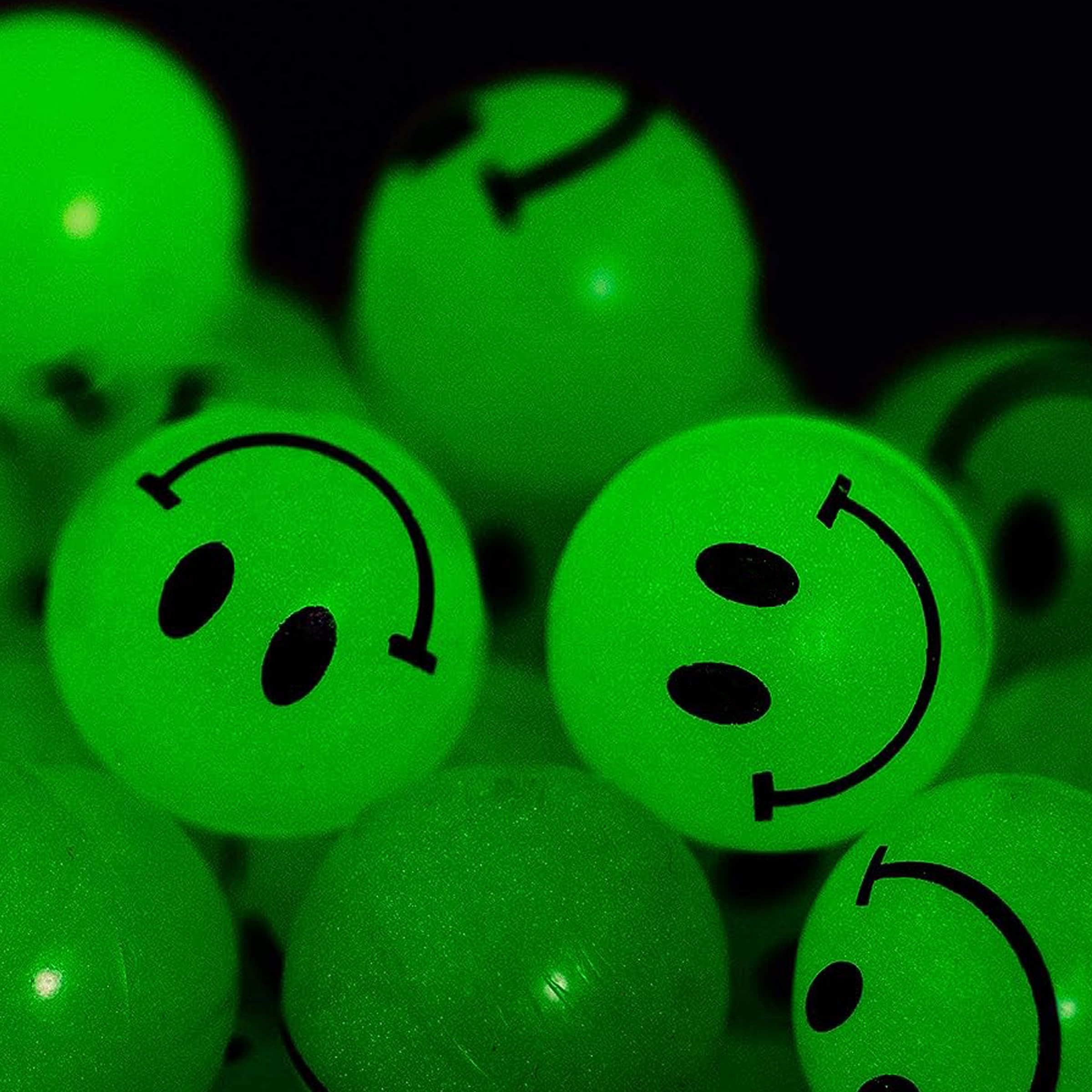Glow in The Dark Bouncy Balls Bulk 144 Pcs (1 Inch/27mm) - High Bouncing Rubber Smile Face Balls for Kids, Party Favors, Vending Machines - Perfect for Birthday Parties, Carnival Prizes & Classroom Rewards